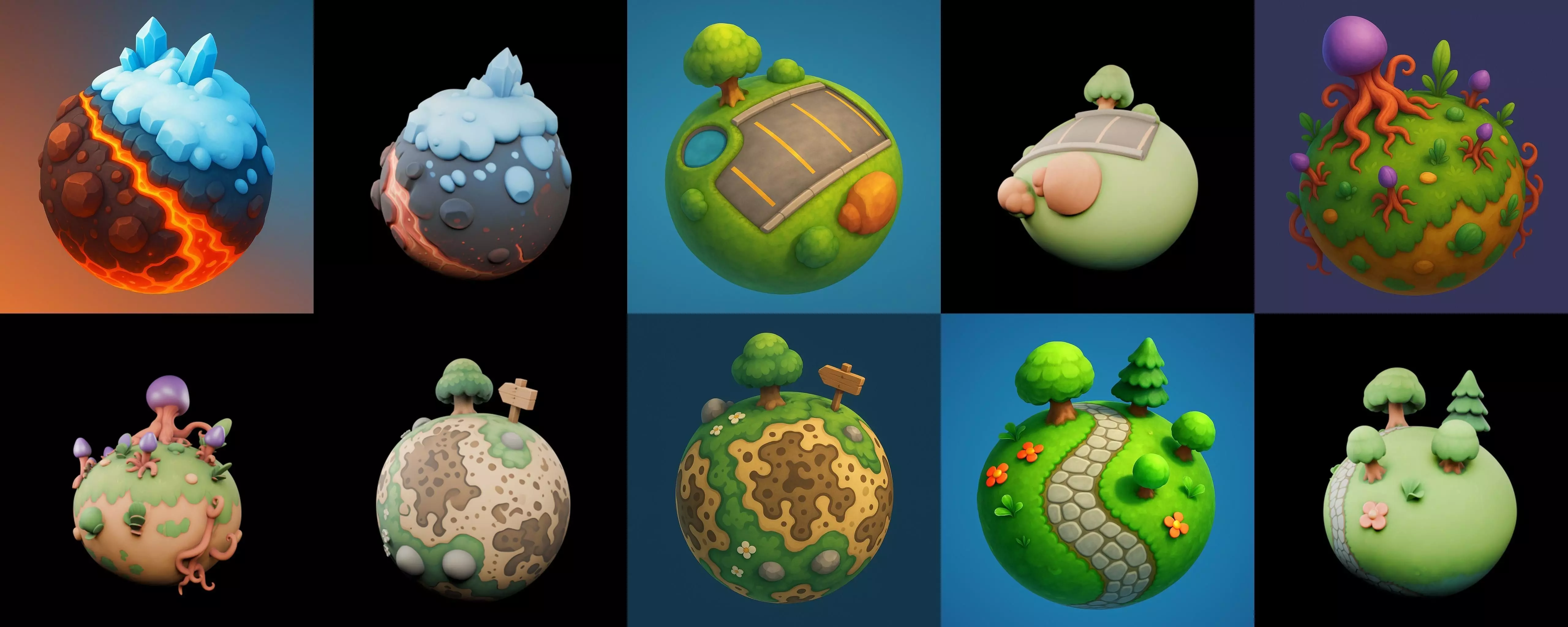 Mini Planet bundle 1 pack 100 glb 3D model_4