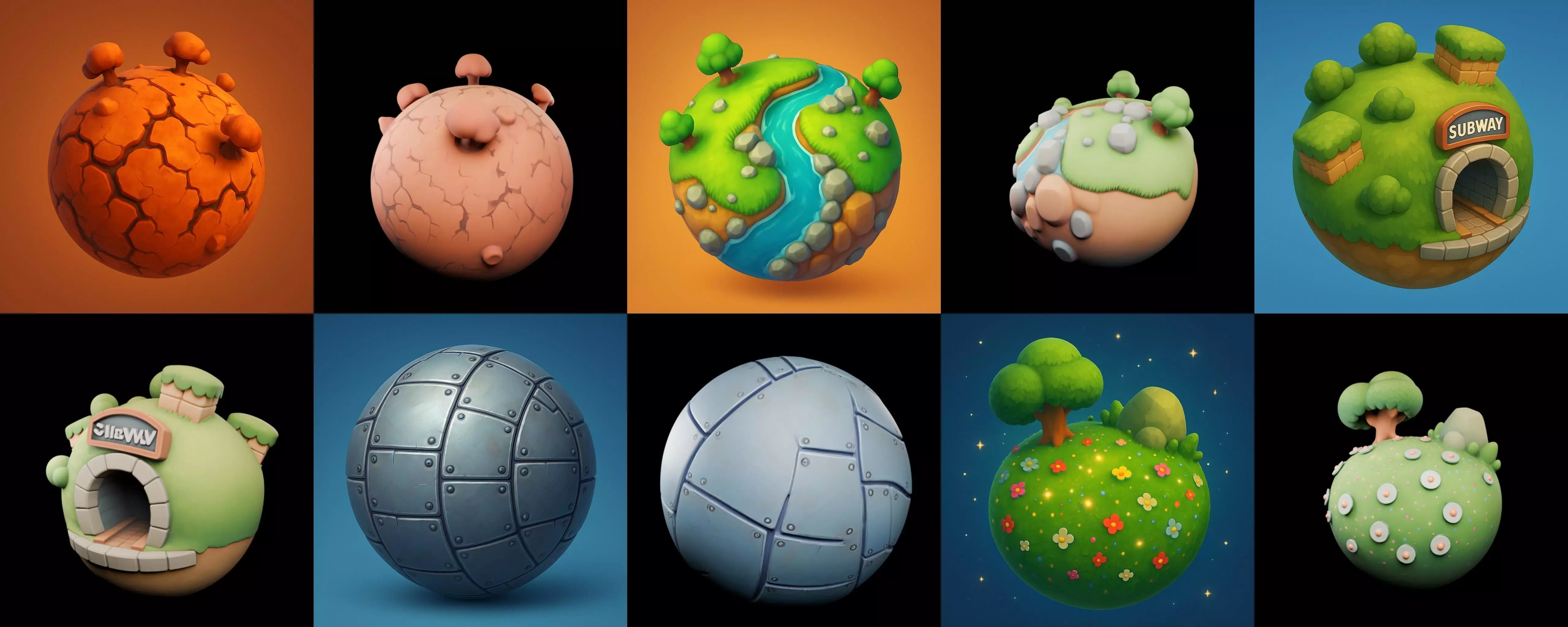 Mini Planet bundle 1 pack 100 glb 3D model_17