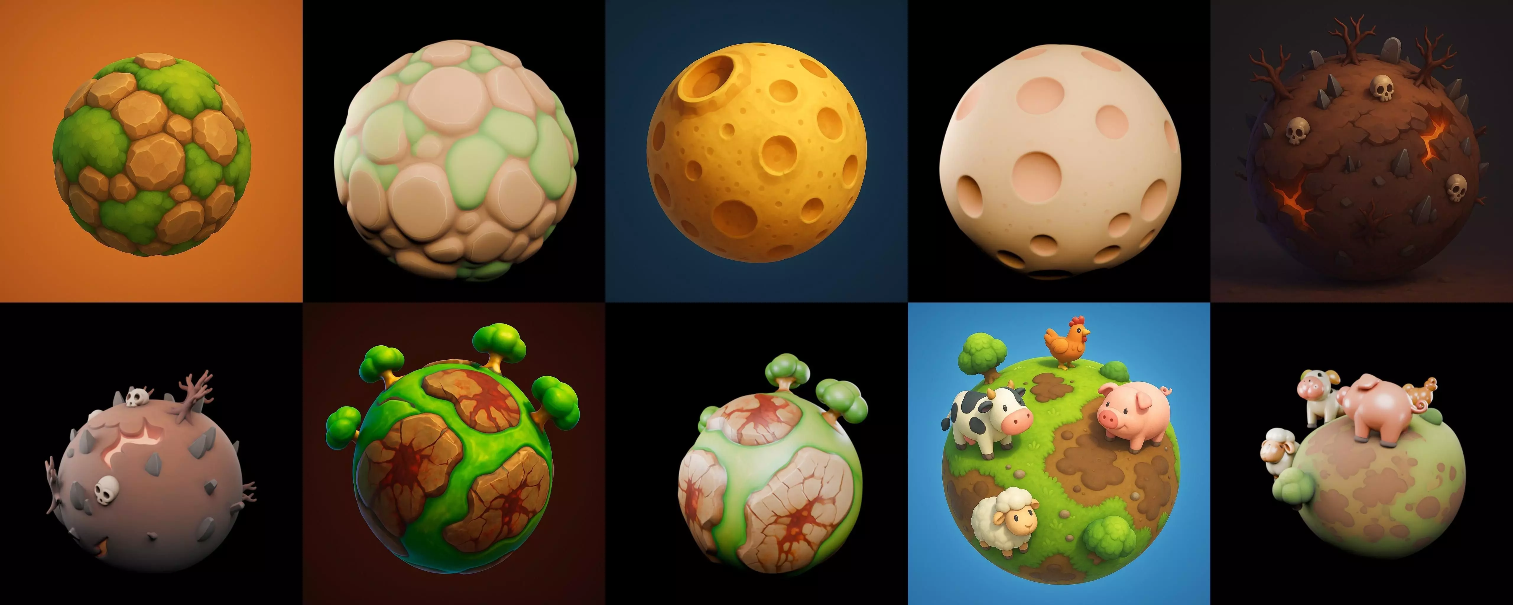 Mini Planet bundle 1 pack 100 glb 3D model_8