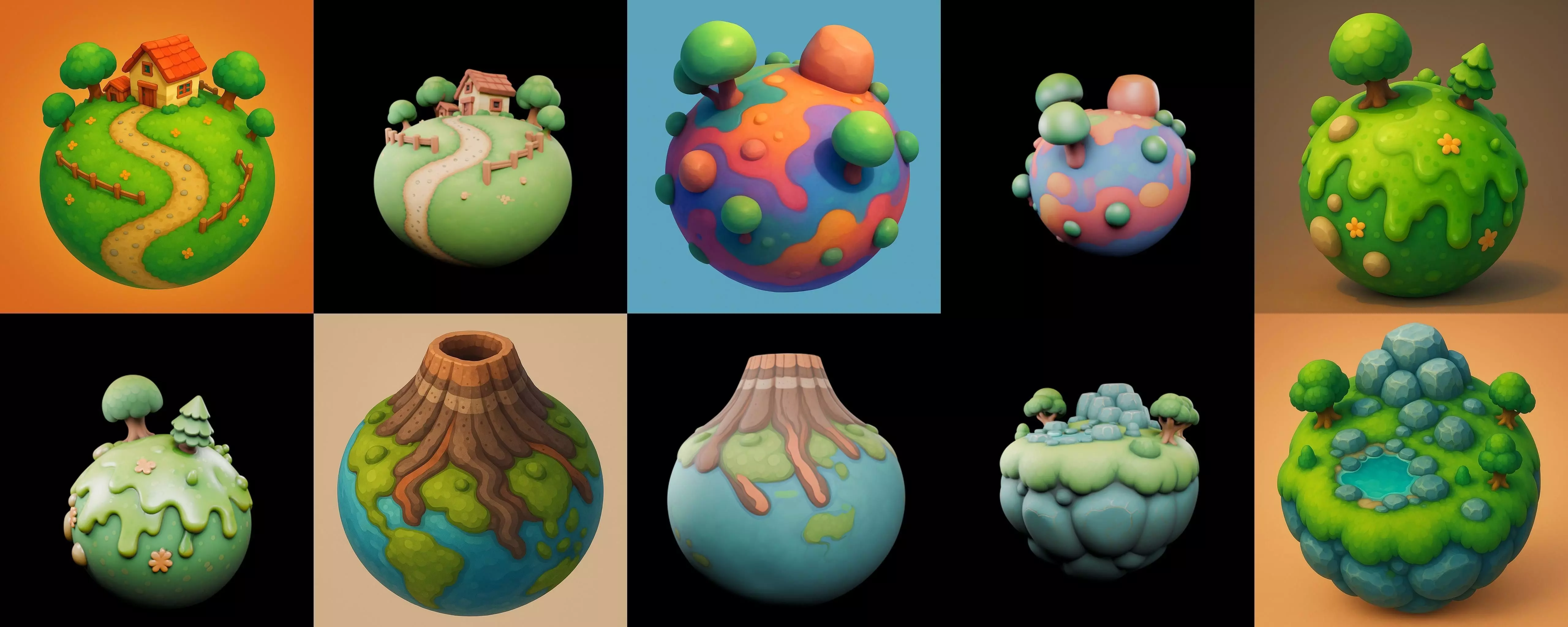 Mini Planet bundle 1 pack 100 glb 3D model_3