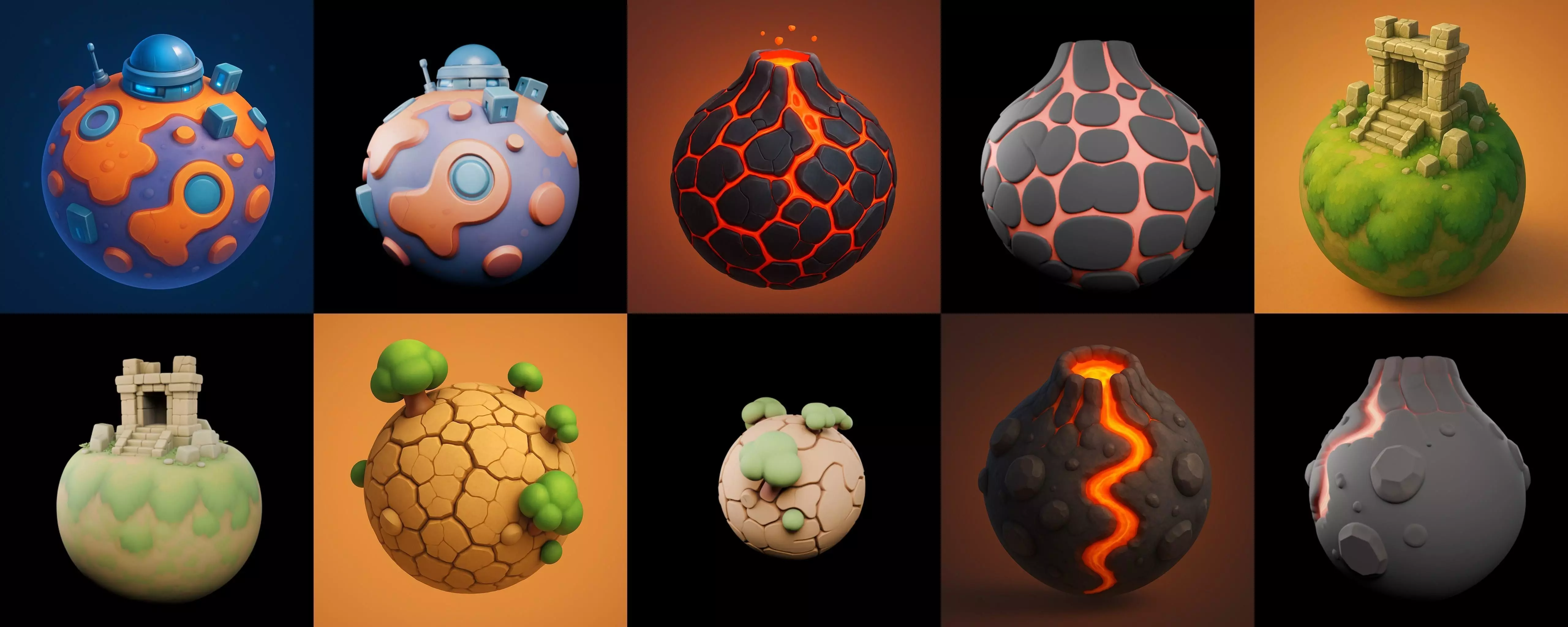 Mini Planet bundle 1 pack 100 glb 3D model_0