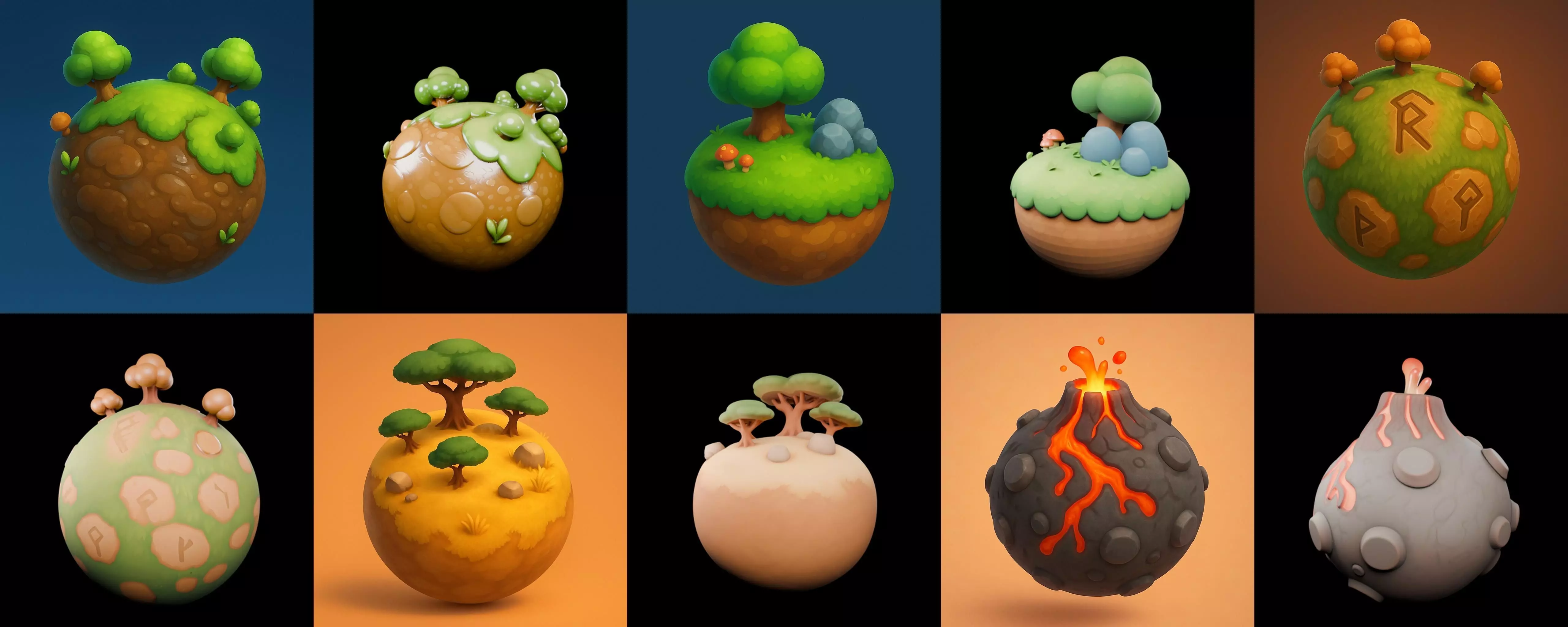 Mini Planet bundle 1 pack 100 glb 3D model_5