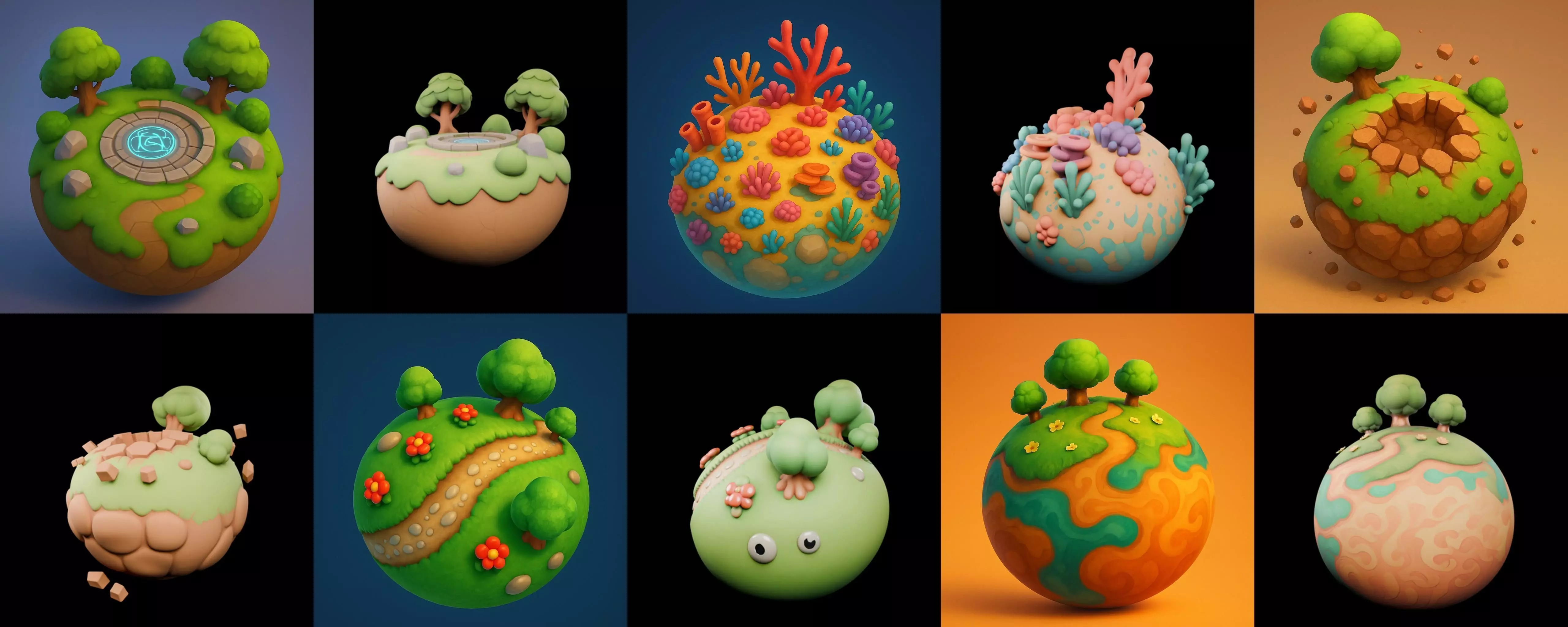 Mini Planet bundle 1 pack 100 glb 3D model_2