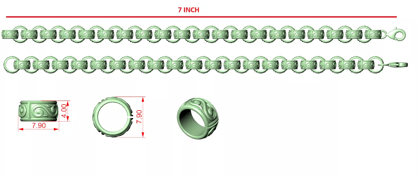 Designer Unique Unisex Cuban Chain With 3DM STL OBJ FBX Files 3D print model_1