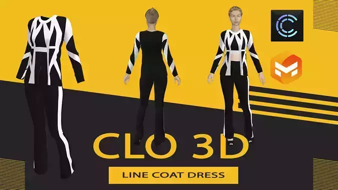 Line Coat Marvelous Designer or Clo3D ZPRJ
