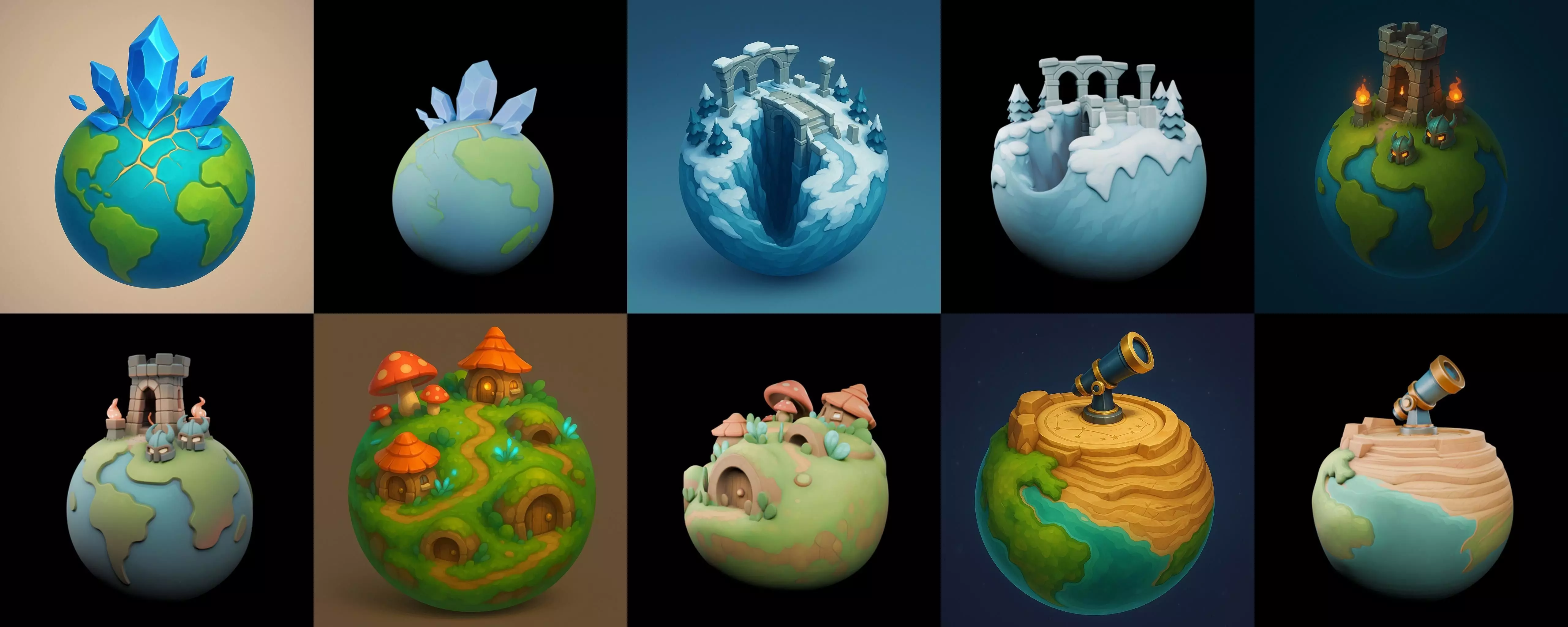 Little Earth bundle 4 pack 100 glb 3D model_11