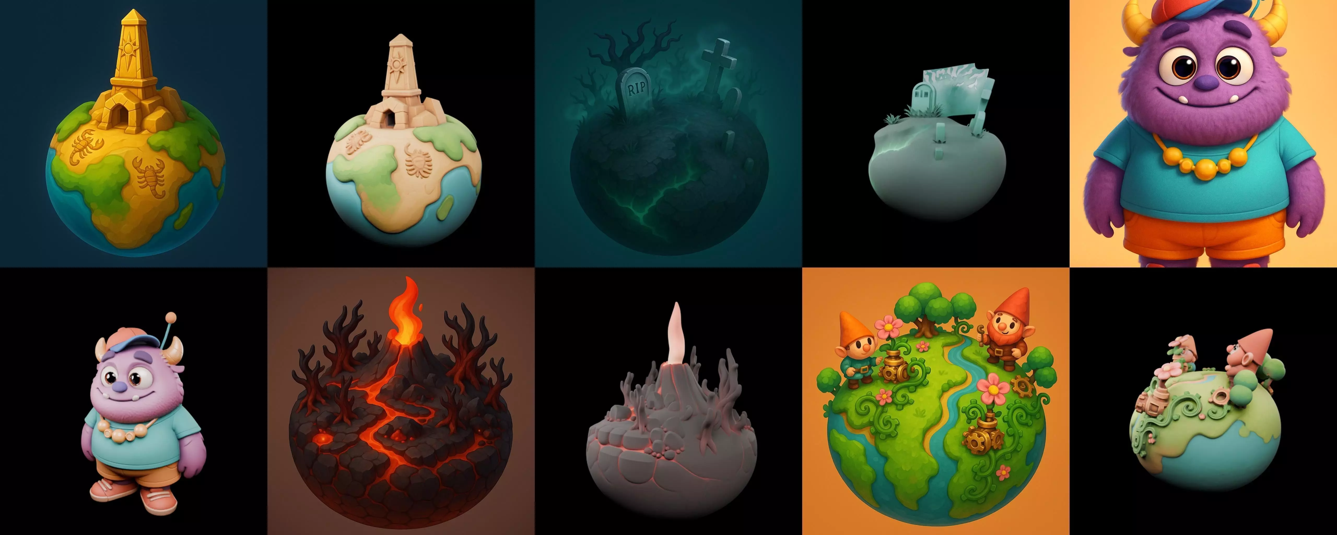 Little Earth bundle 4 pack 100 glb 3D model_3