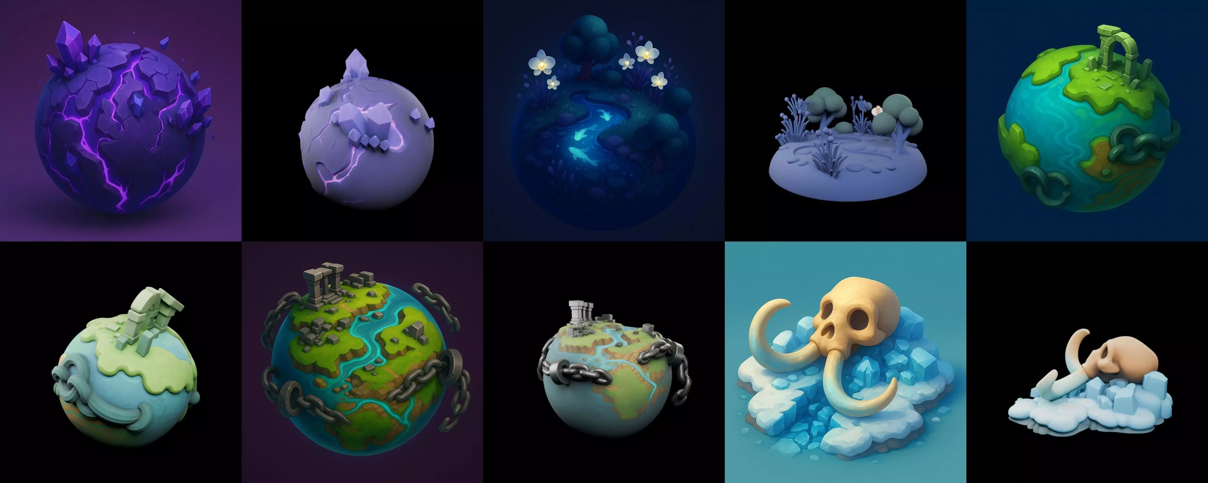 Little Earth bundle 4 pack 100 glb 3D model_13