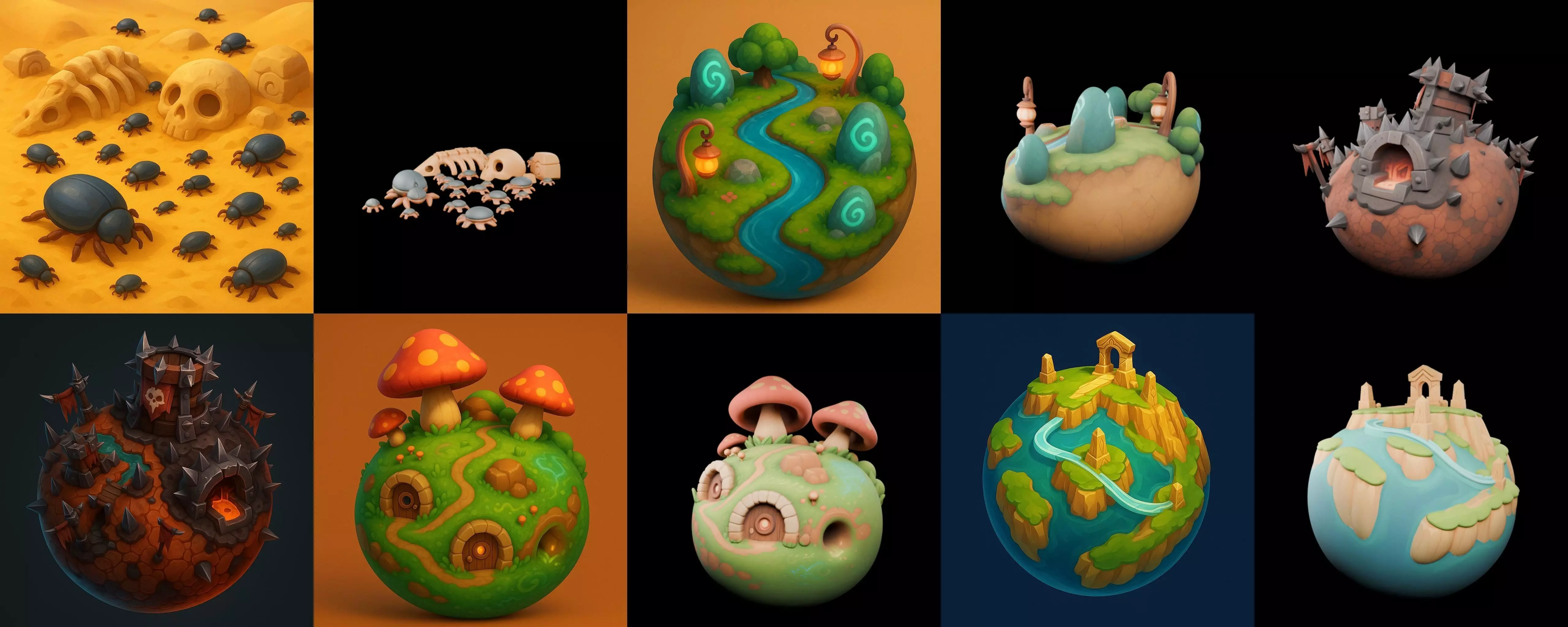 Little Earth bundle 4 pack 100 glb 3D model_12
