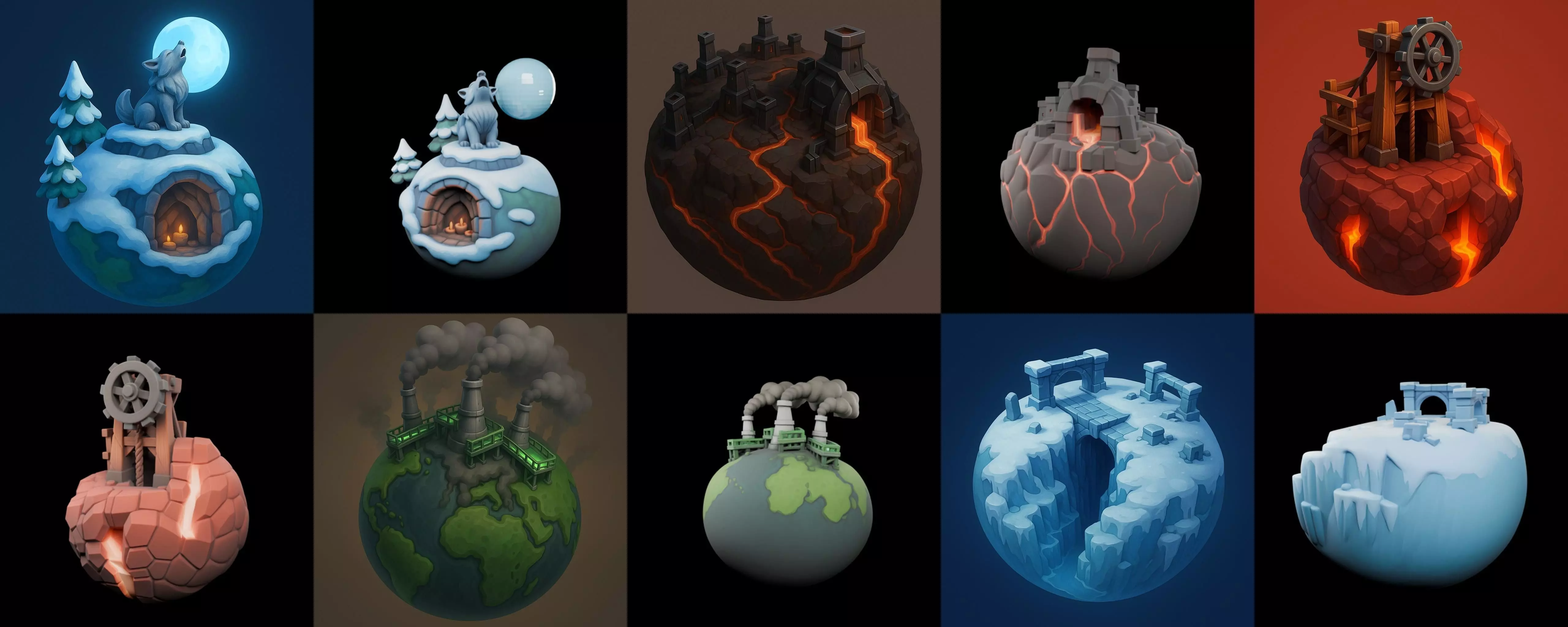 Little Earth bundle 4 pack 100 glb 3D model_16