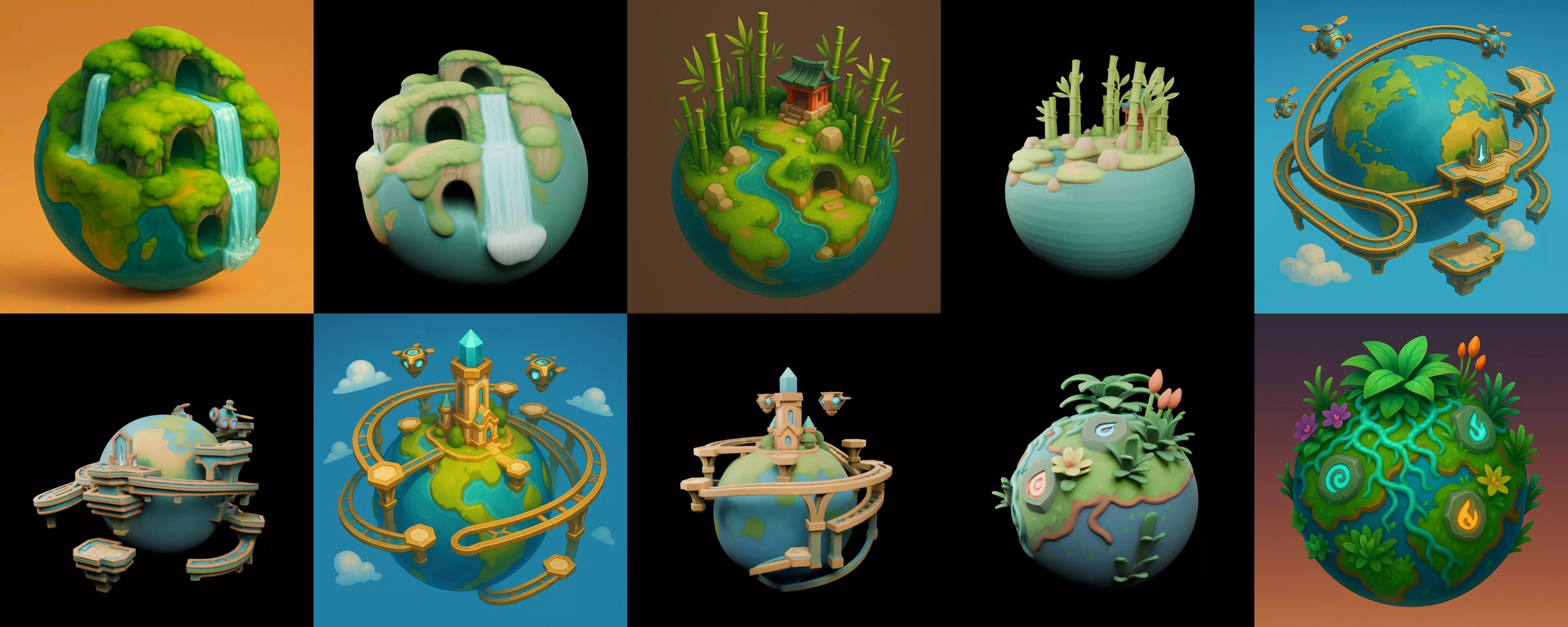 Little Earth bundle 4 pack 100 glb 3D model_7