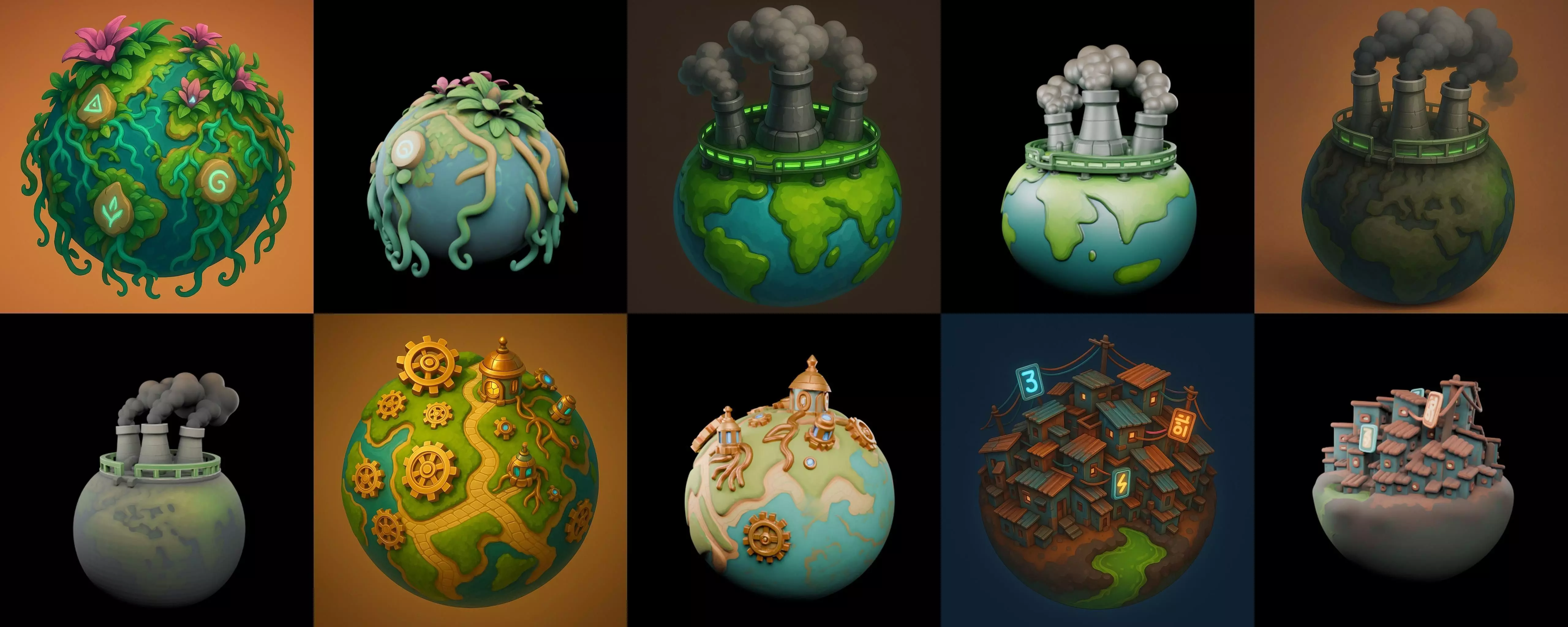 Little Earth bundle 4 pack 100 glb 3D model_17