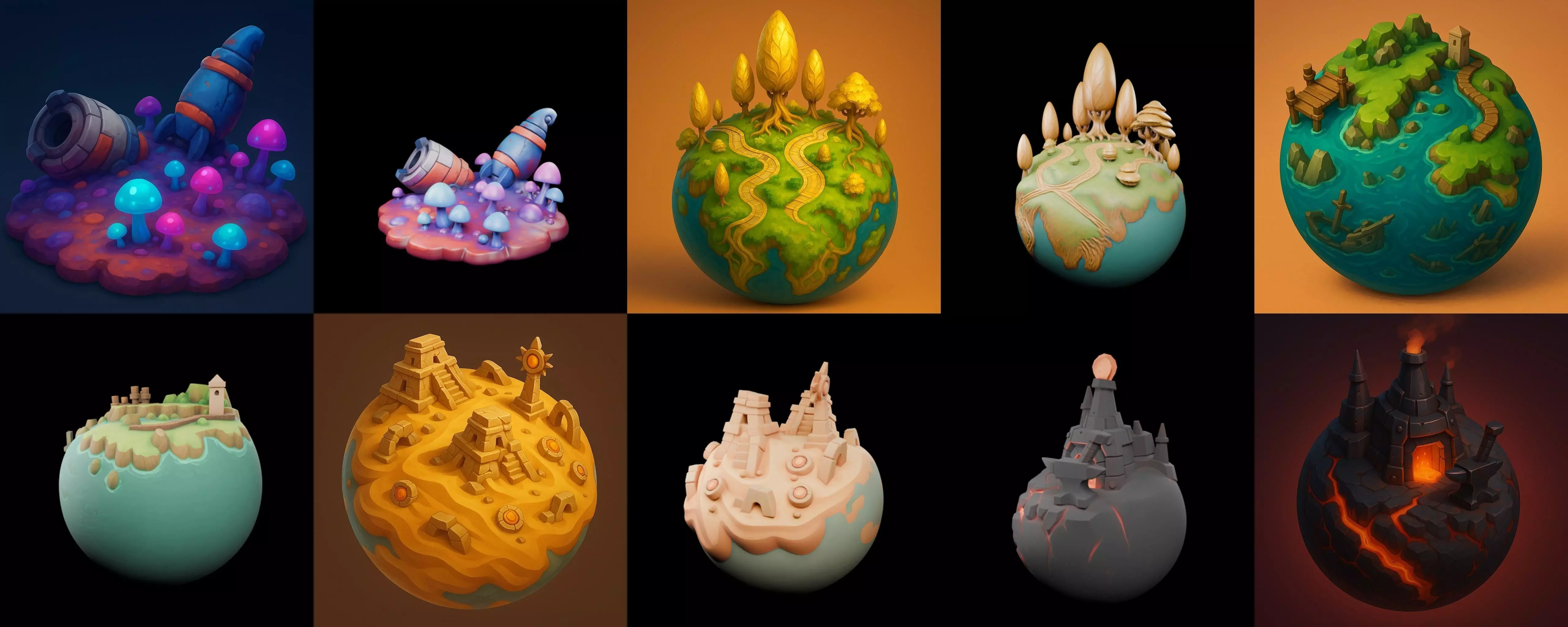 Little Earth bundle 4 pack 100 glb 3D model_4