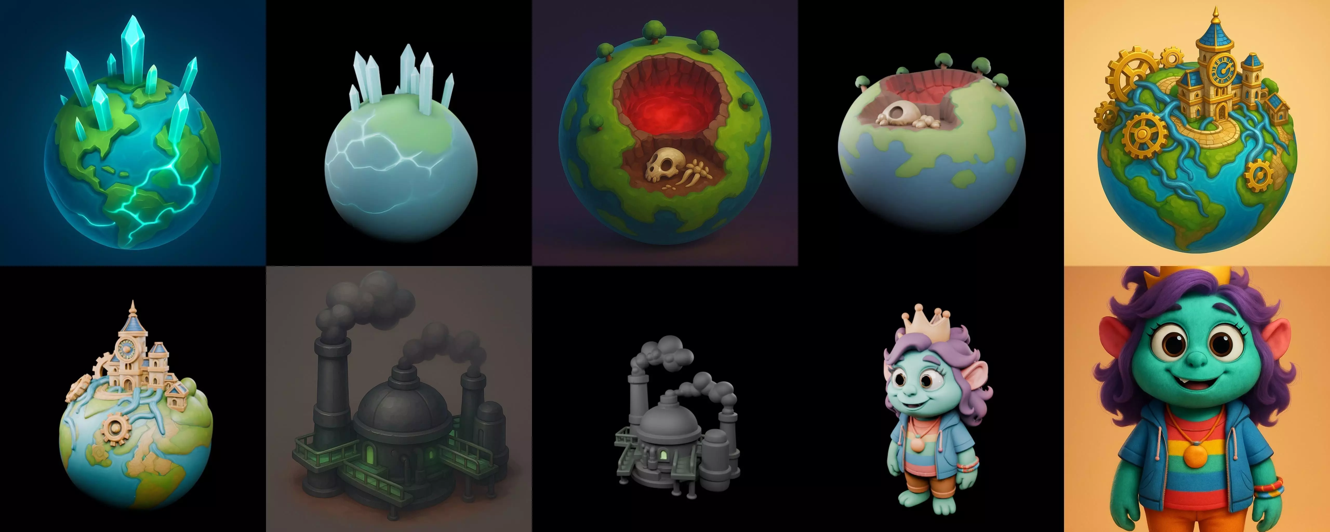 Little Earth bundle 4 pack 100 glb 3D model_2