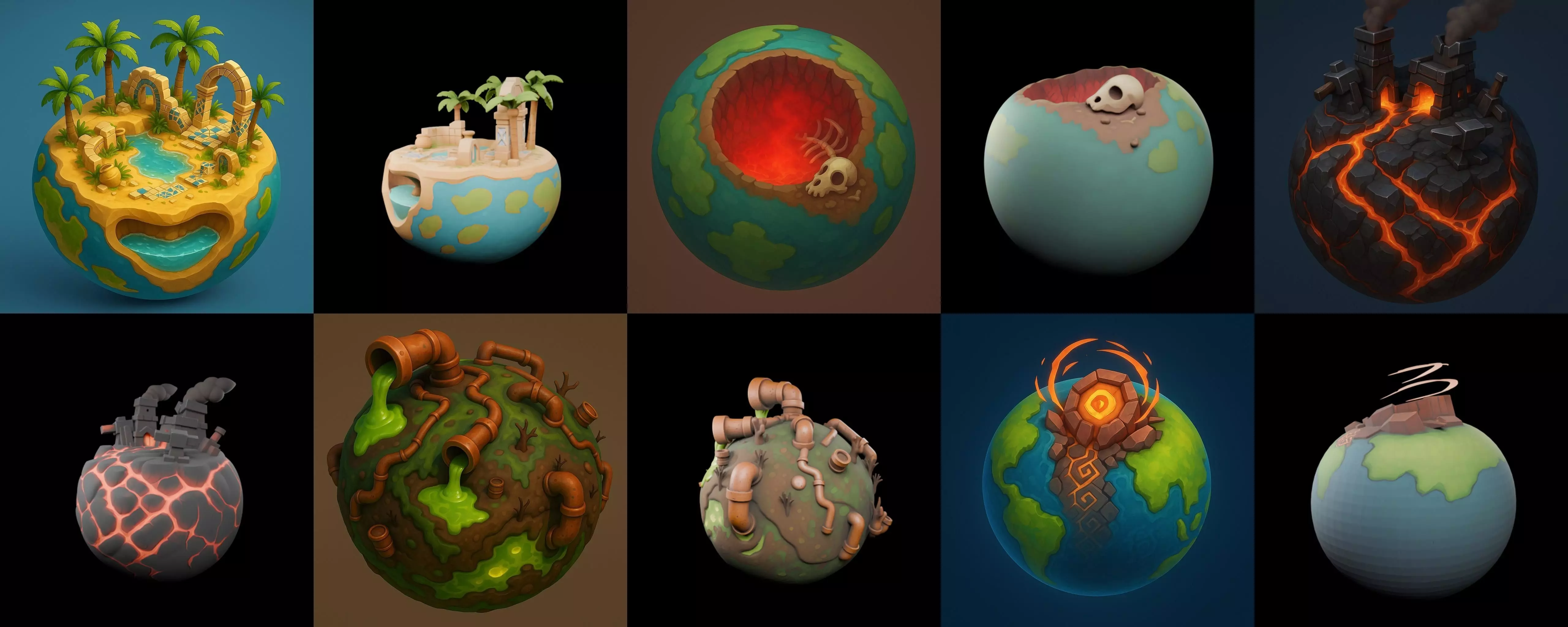 Little Earth bundle 4 pack 100 glb 3D model_14