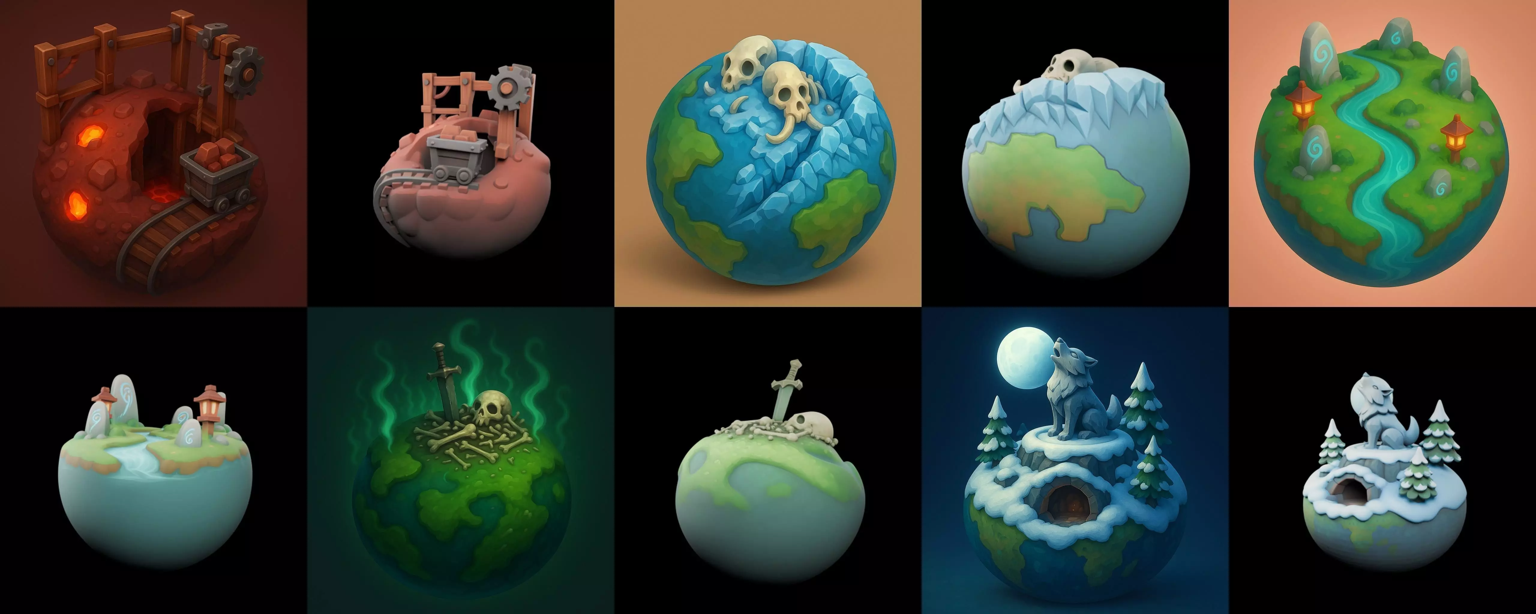 Little Earth bundle 4 pack 100 glb 3D model_8