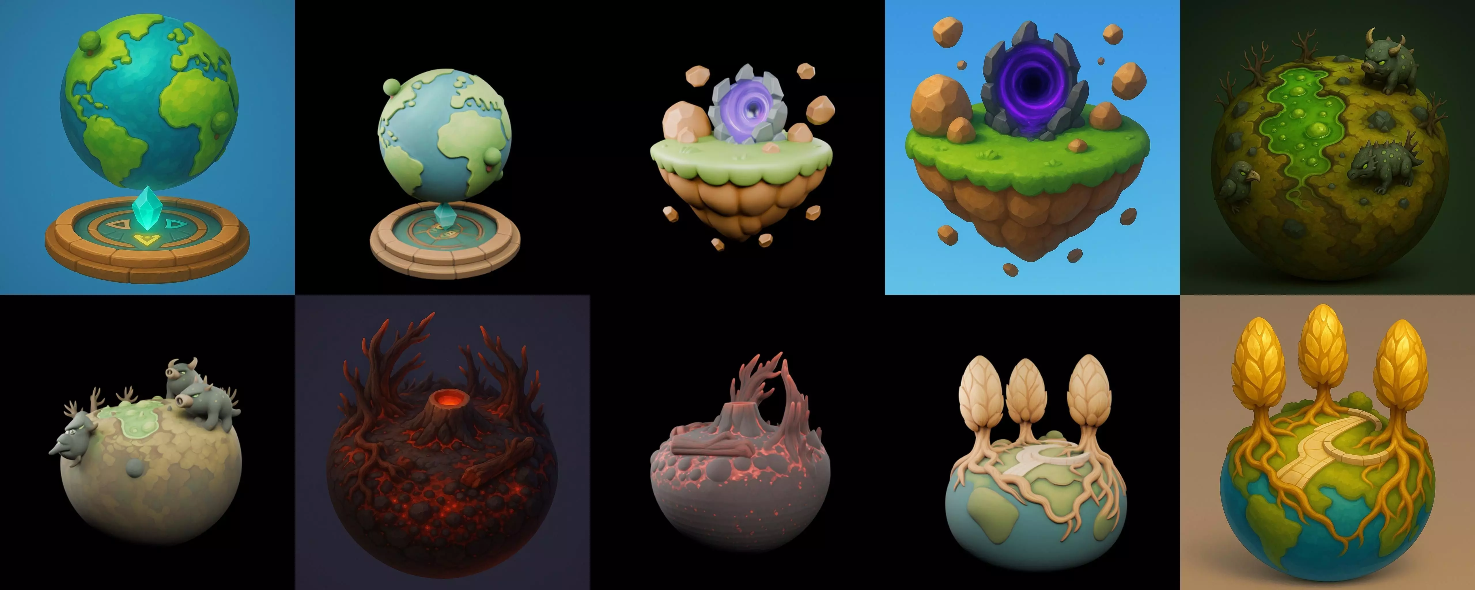 Little Earth bundle 4 pack 100 glb 3D model_6