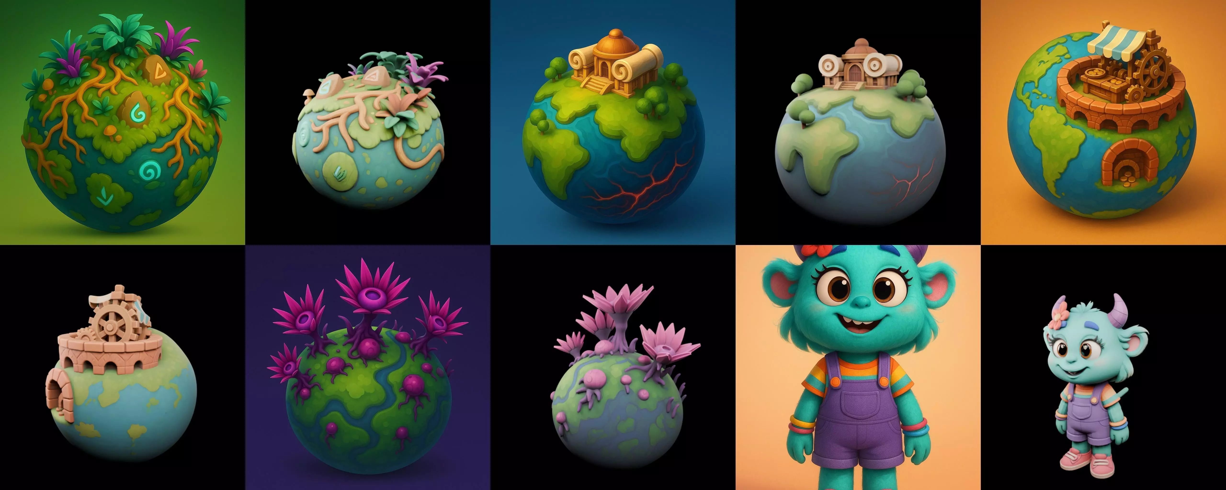 Little Earth bundle 4 pack 100 glb 3D model_1