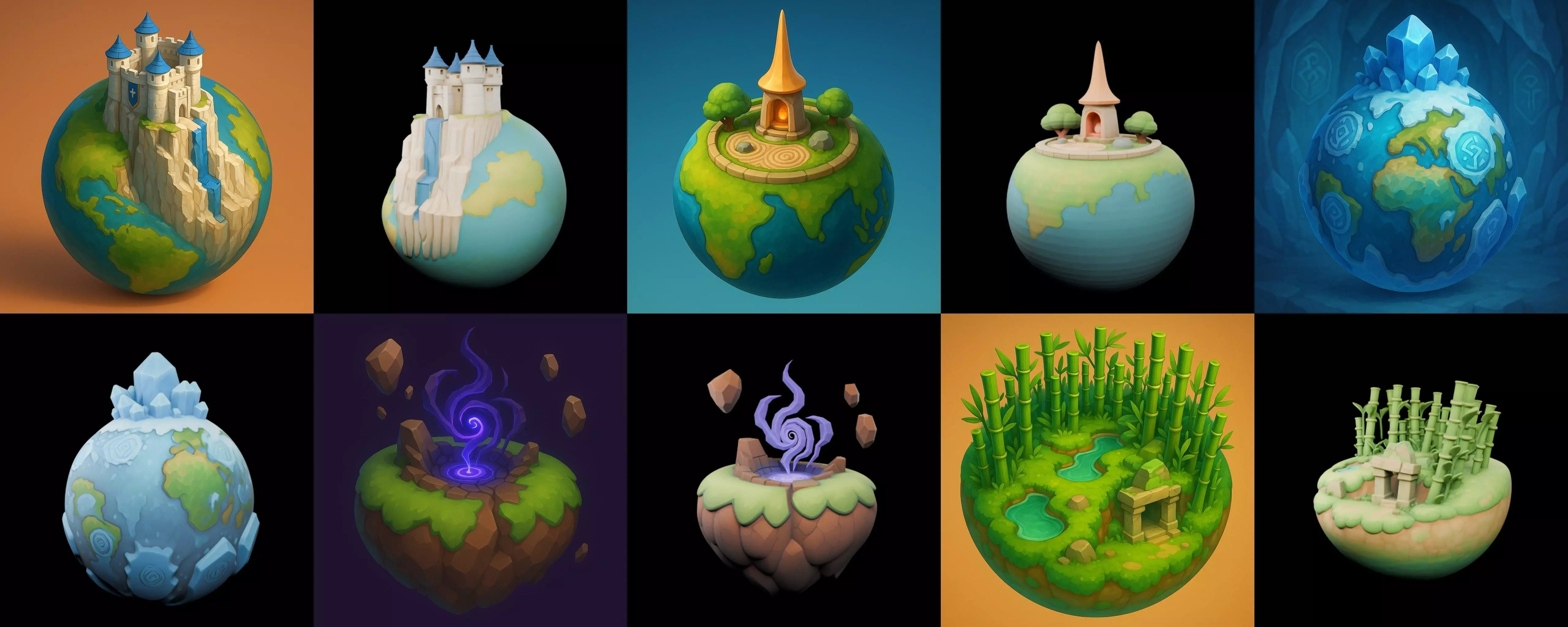Little Earth bundle 4 pack 100 glb 3D model_15