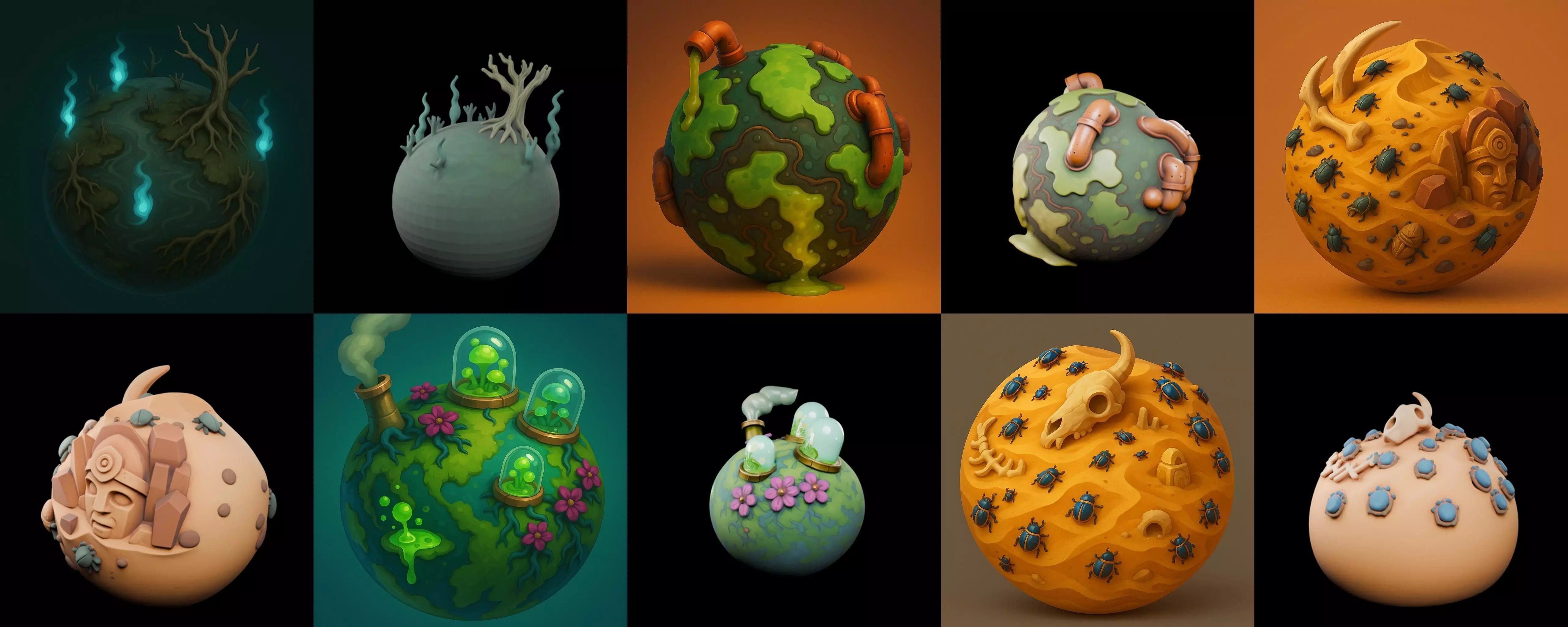 Little Earth bundle 4 pack 100 glb 3D model_19