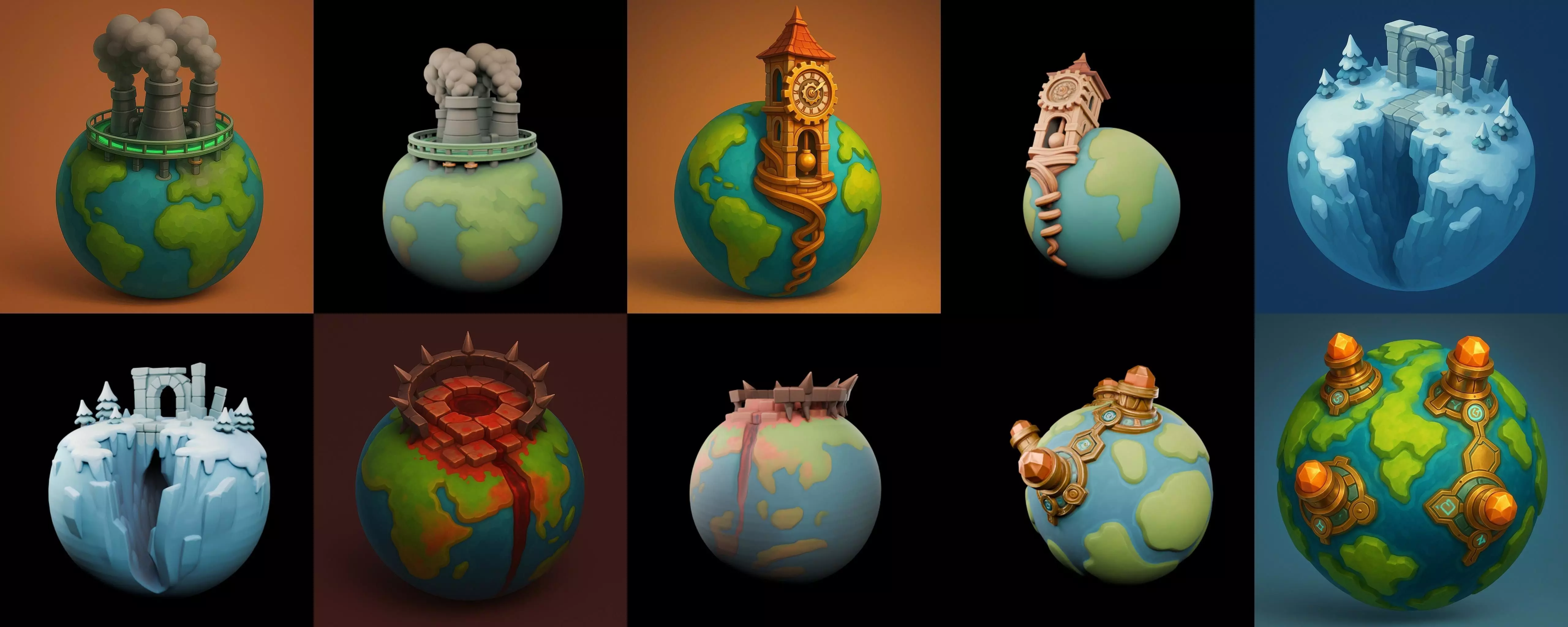 Little Earth bundle 4 pack 100 glb 3D model_5