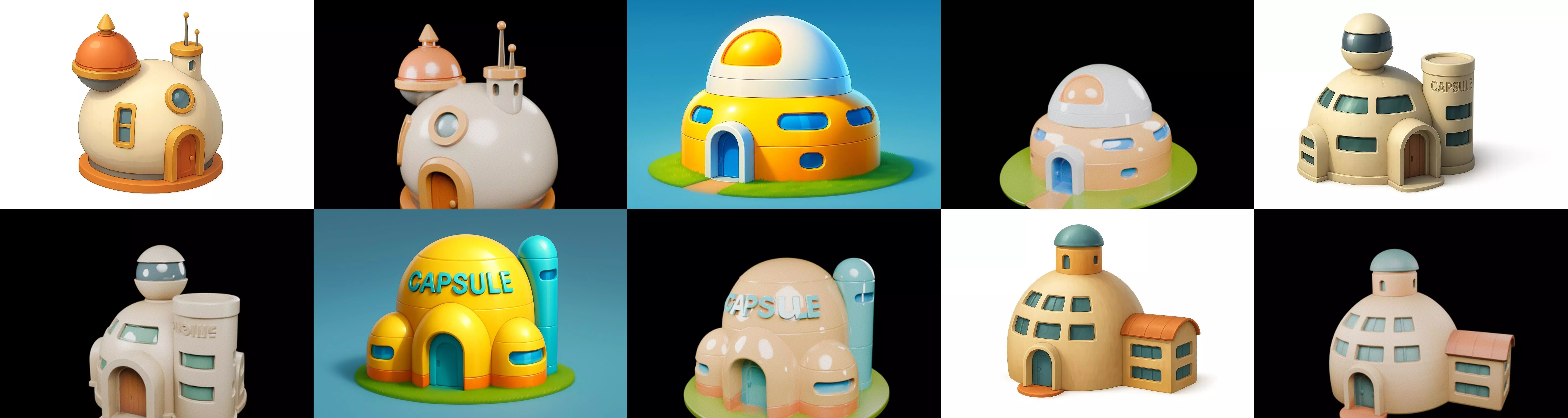 House Capsule bundle 3 pack 100 glb 3D model_10