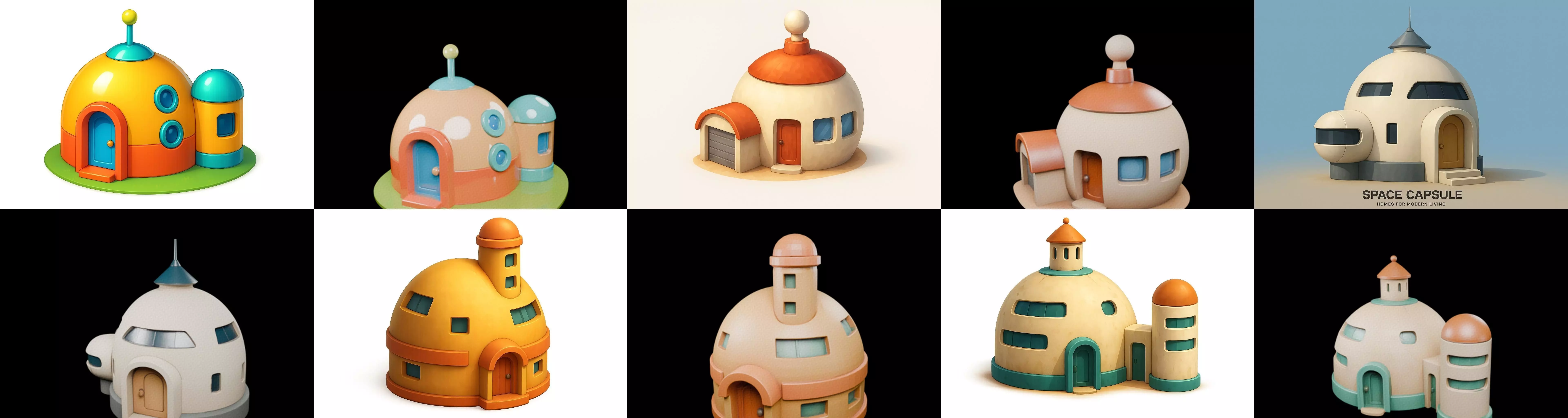 House Capsule bundle 3 pack 100 glb 3D model_19