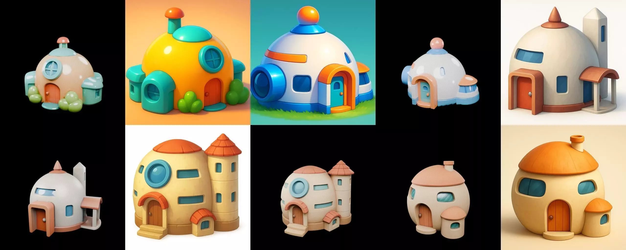 House Capsule bundle 3 pack 100 glb 3D model_4