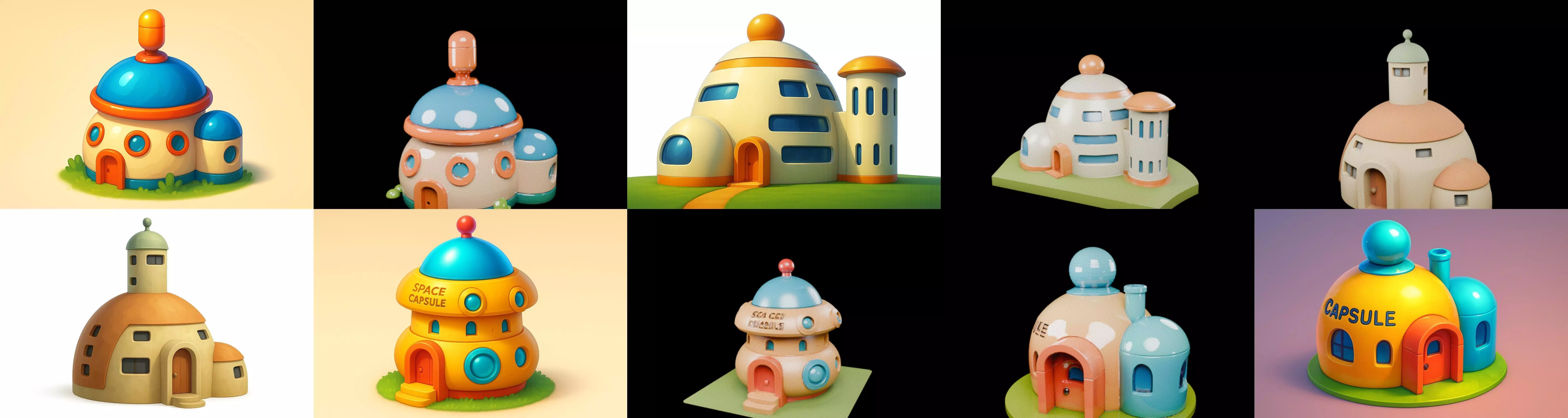 House Capsule bundle 3 pack 100 glb 3D model_9