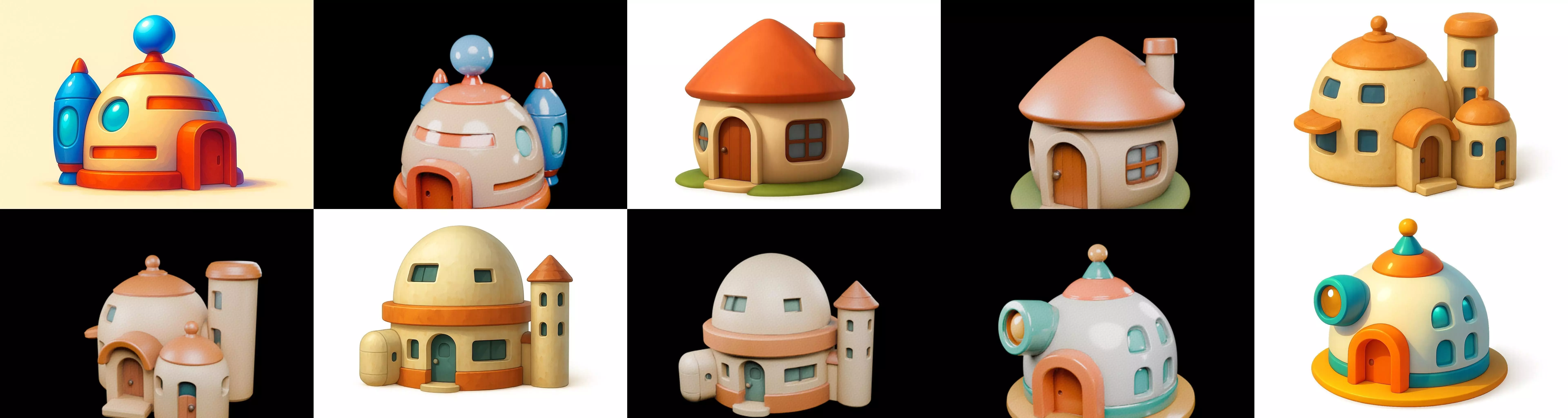 House Capsule bundle 3 pack 100 glb 3D model_3