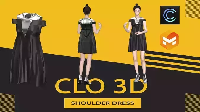 Shoulder dress Marvelous Designer or Clo3D ZPRJ