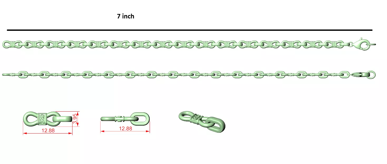 Designer Unique Unisex Cuban Chain With 3DM STL OBJ FBX Files 3D print model_1