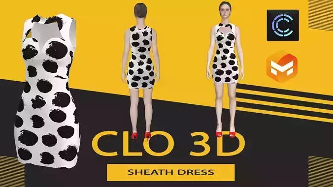 Sheath dress Marvelous Designer or Clo3D ZPRJ