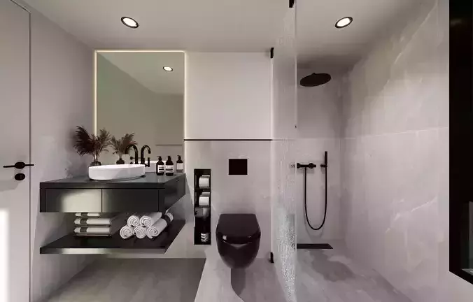 D5 Render Interior Bathroom Scene 3D Model