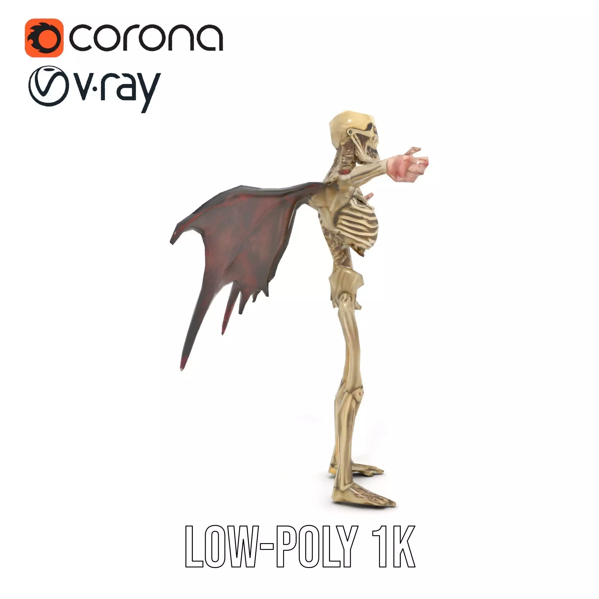 Skeleton with Bat Wings Model Pack Low-poly 3D model_14