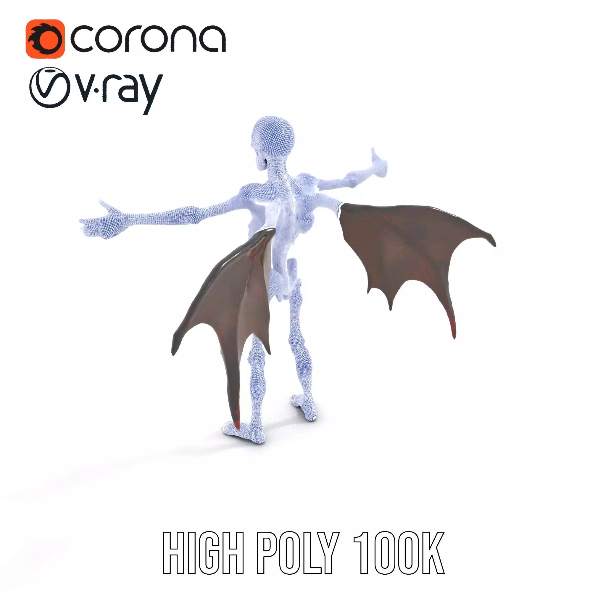 Skeleton with Bat Wings Model Pack Low-poly 3D model_26