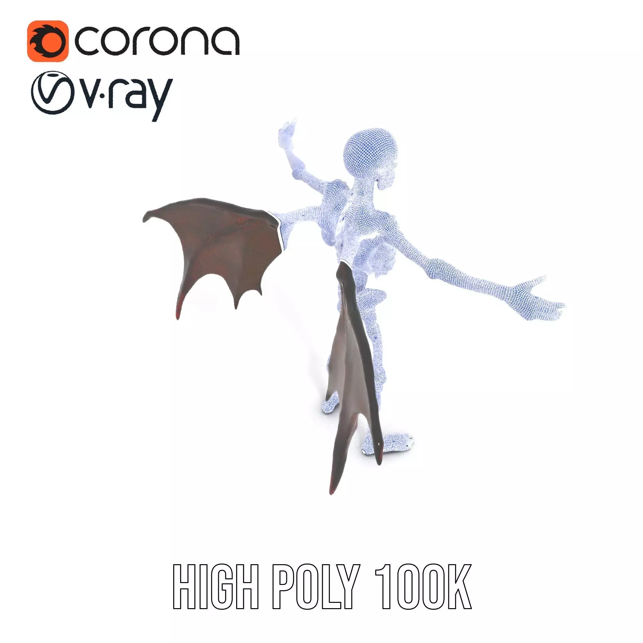 Skeleton with Bat Wings Model Pack Low-poly 3D model_32