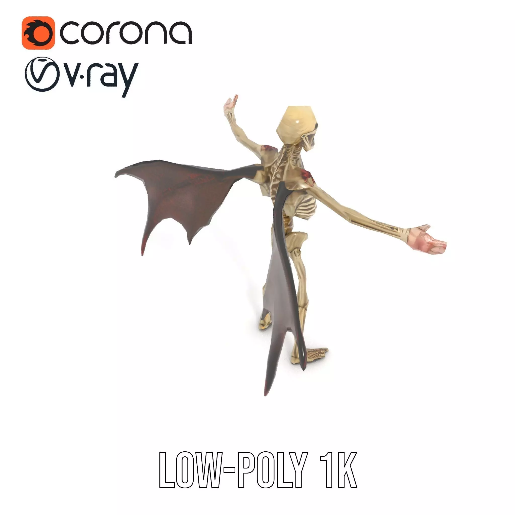 Skeleton with Bat Wings Model Pack Low-poly 3D model_20