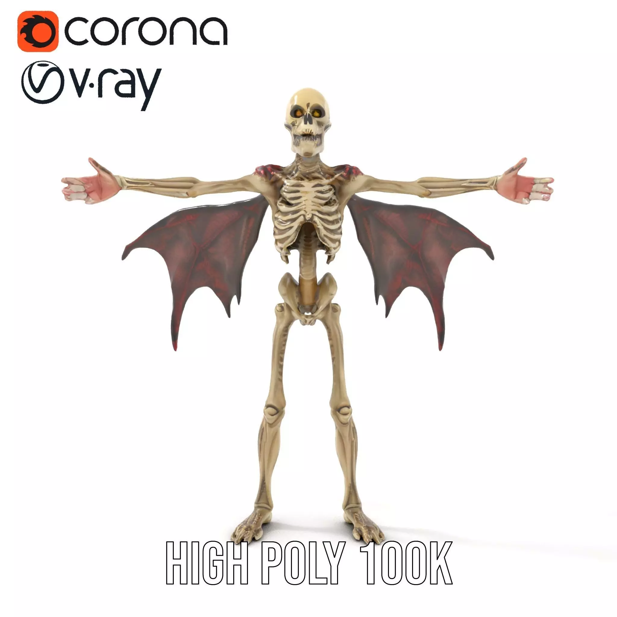 Skeleton with Bat Wings Model Pack Low-poly 3D model_15