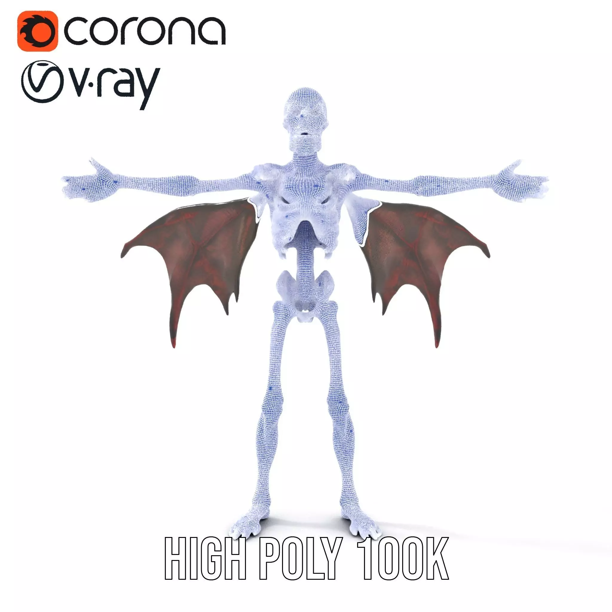 Skeleton with Bat Wings Model Pack Low-poly 3D model_21