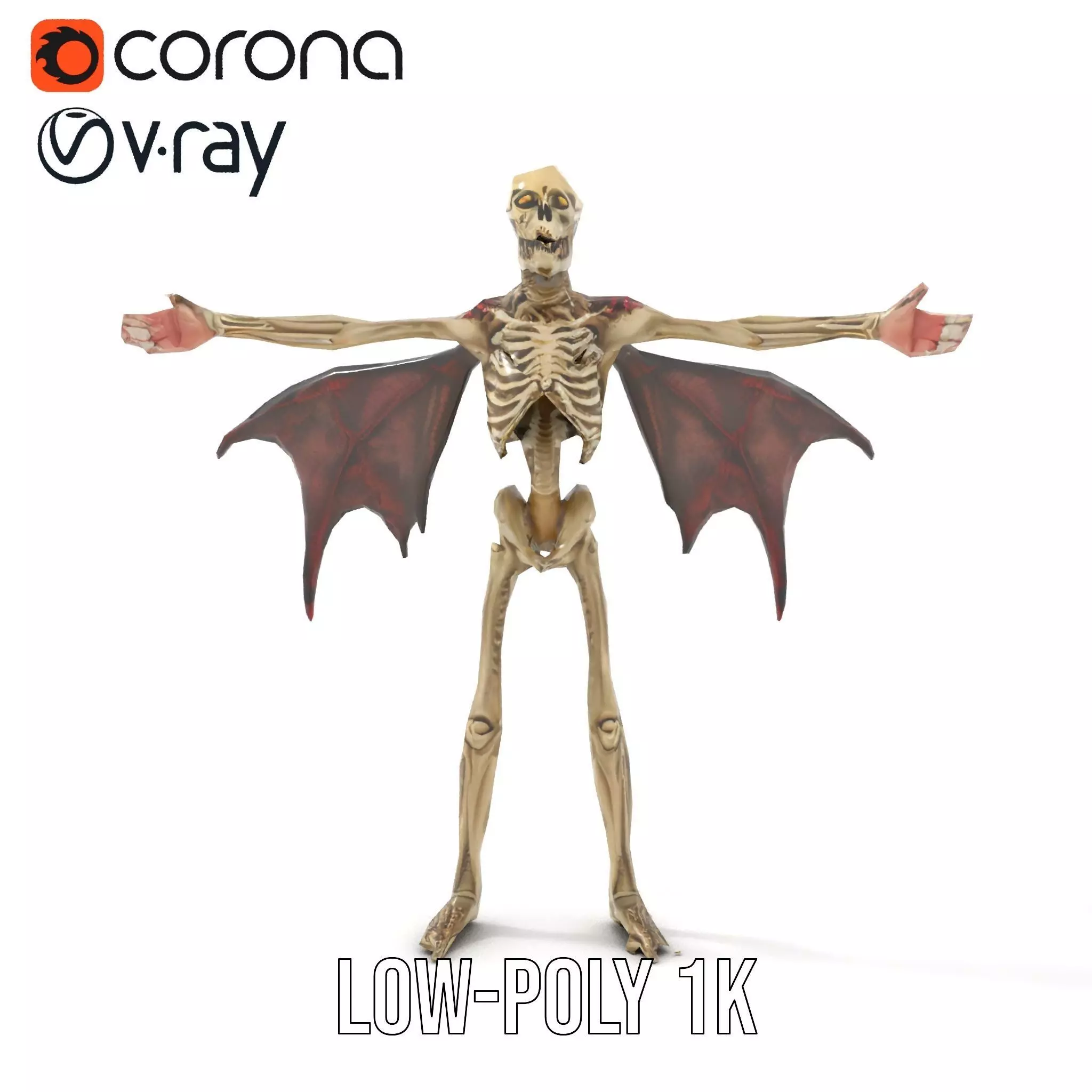 Skeleton with Bat Wings Model Pack Low-poly 3D model_23