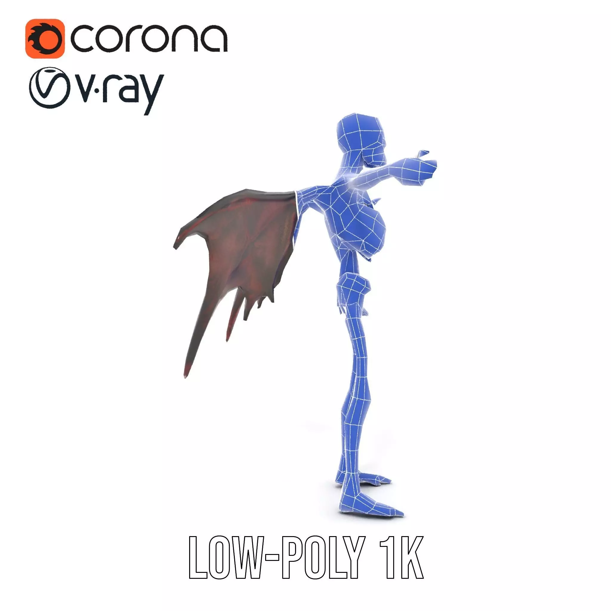 Skeleton with Bat Wings Model Pack Low-poly 3D model_28