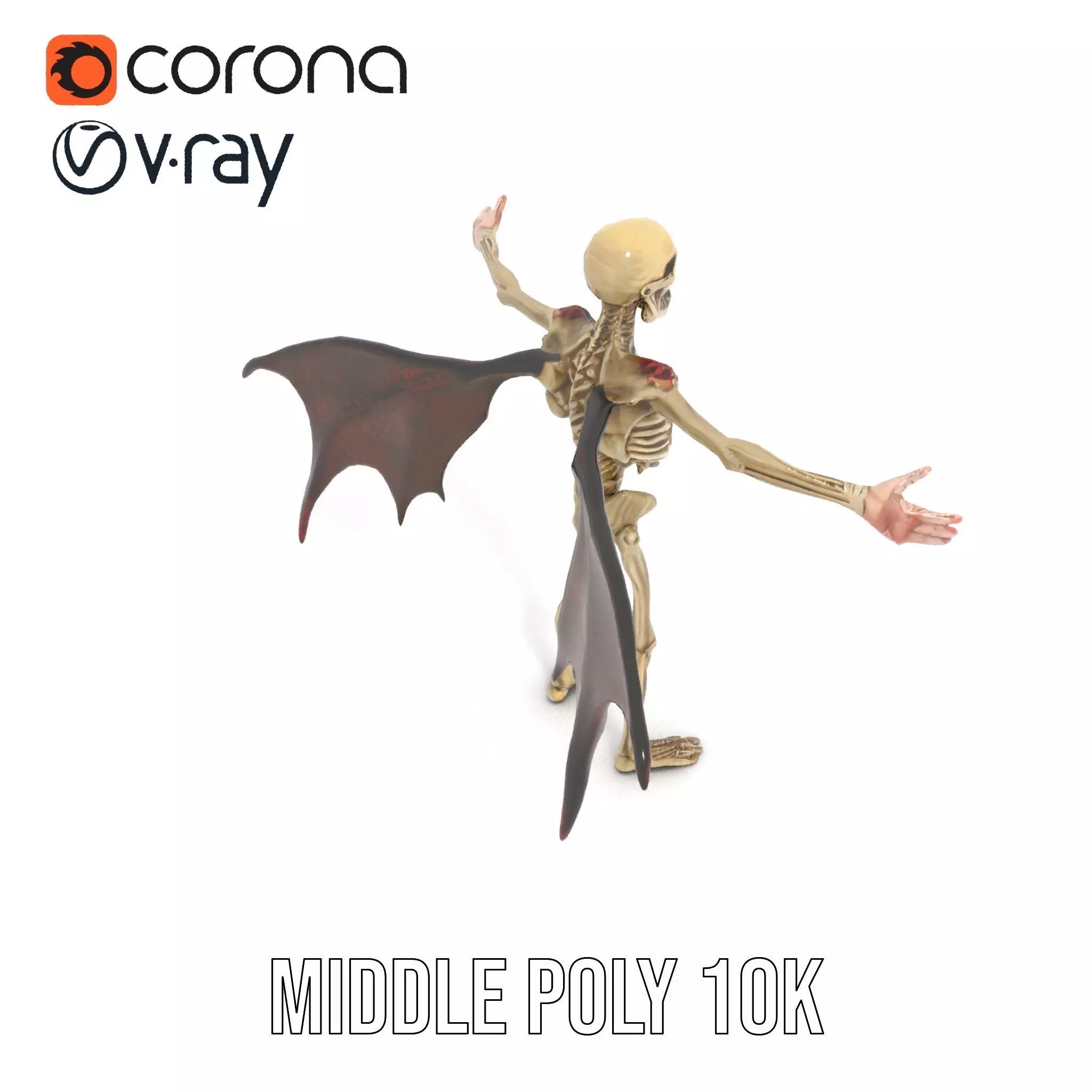 Skeleton with Bat Wings Model Pack Low-poly 3D model_16