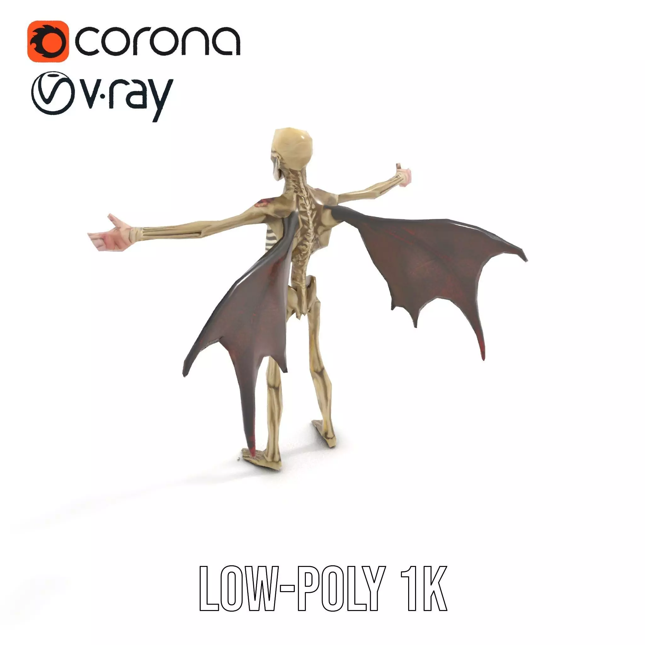 Skeleton with Bat Wings Model Pack Low-poly 3D model_25