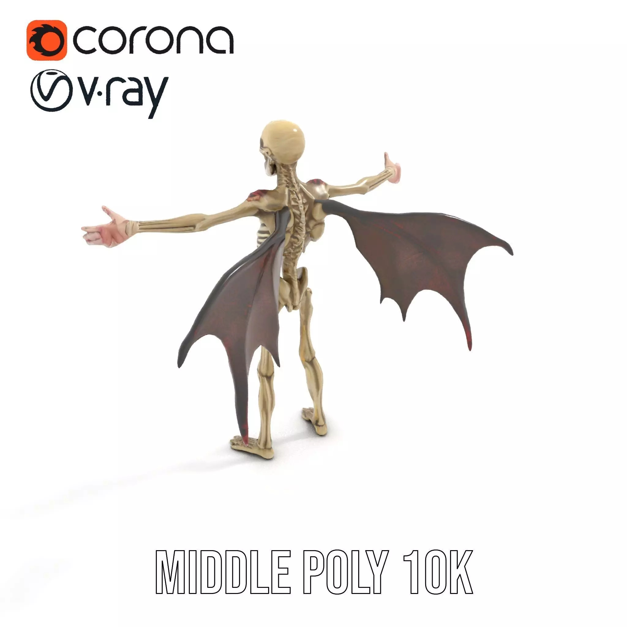 Skeleton with Bat Wings Model Pack Low-poly 3D model_6
