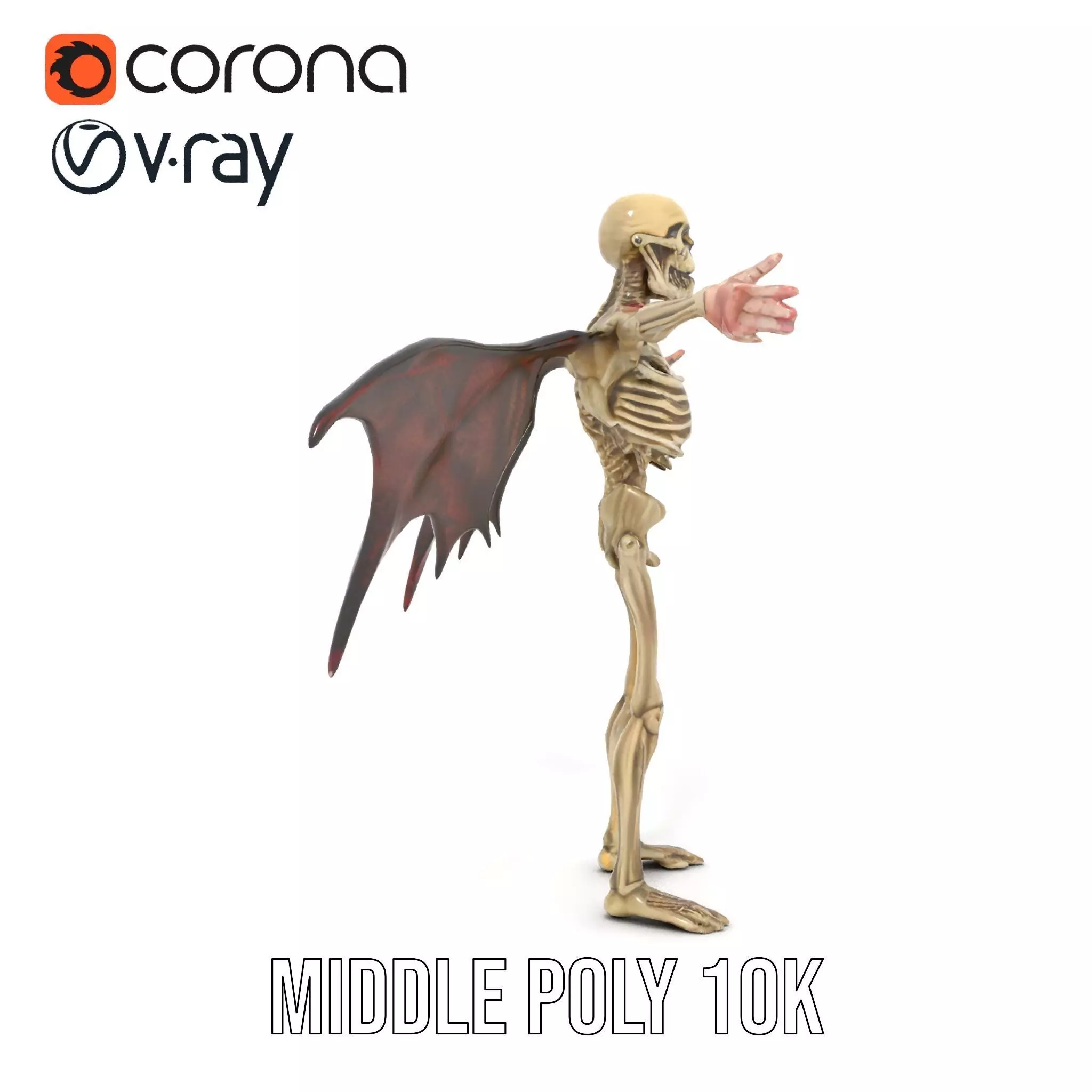 Skeleton with Bat Wings Model Pack Low-poly 3D model_10