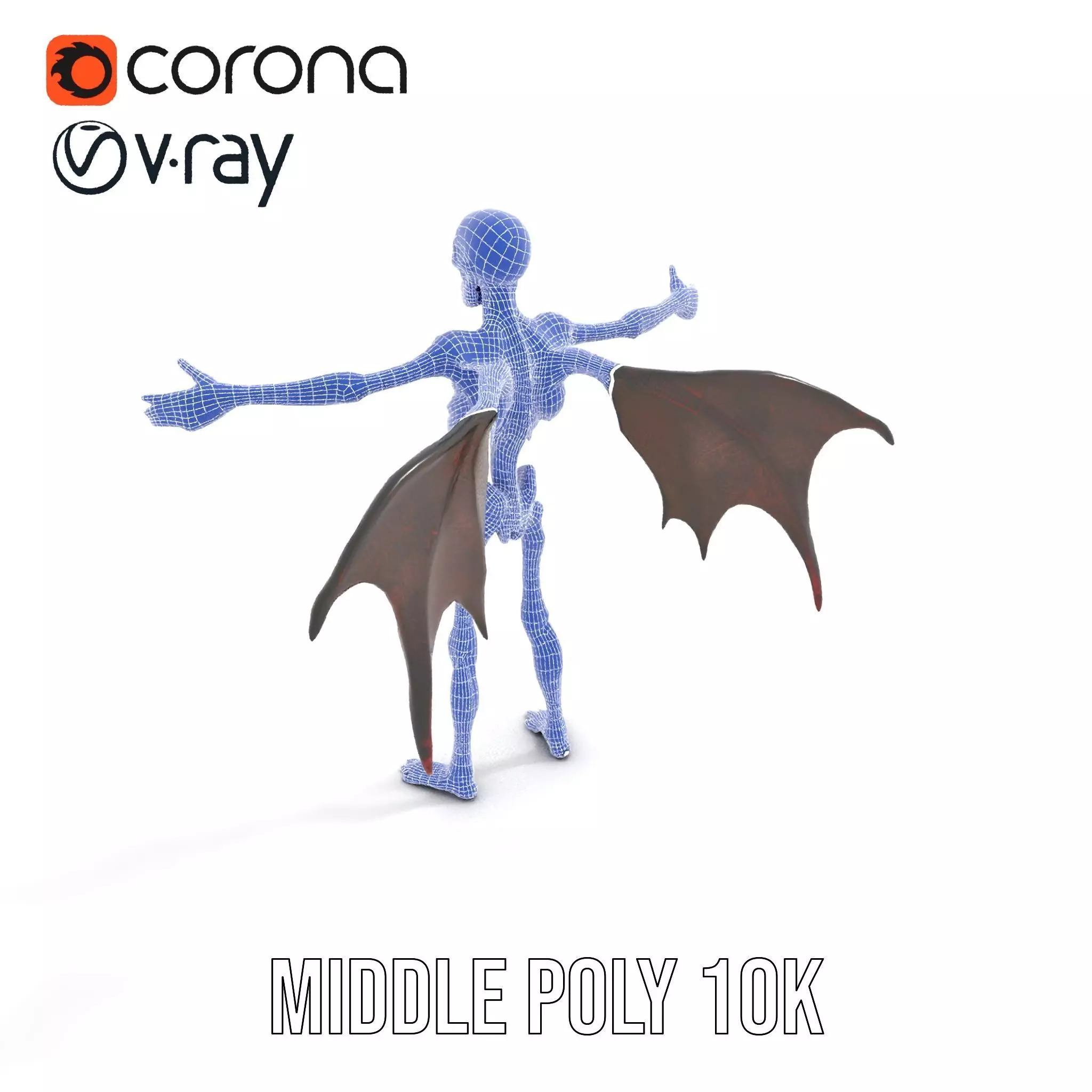 Skeleton with Bat Wings Model Pack Low-poly 3D model_7