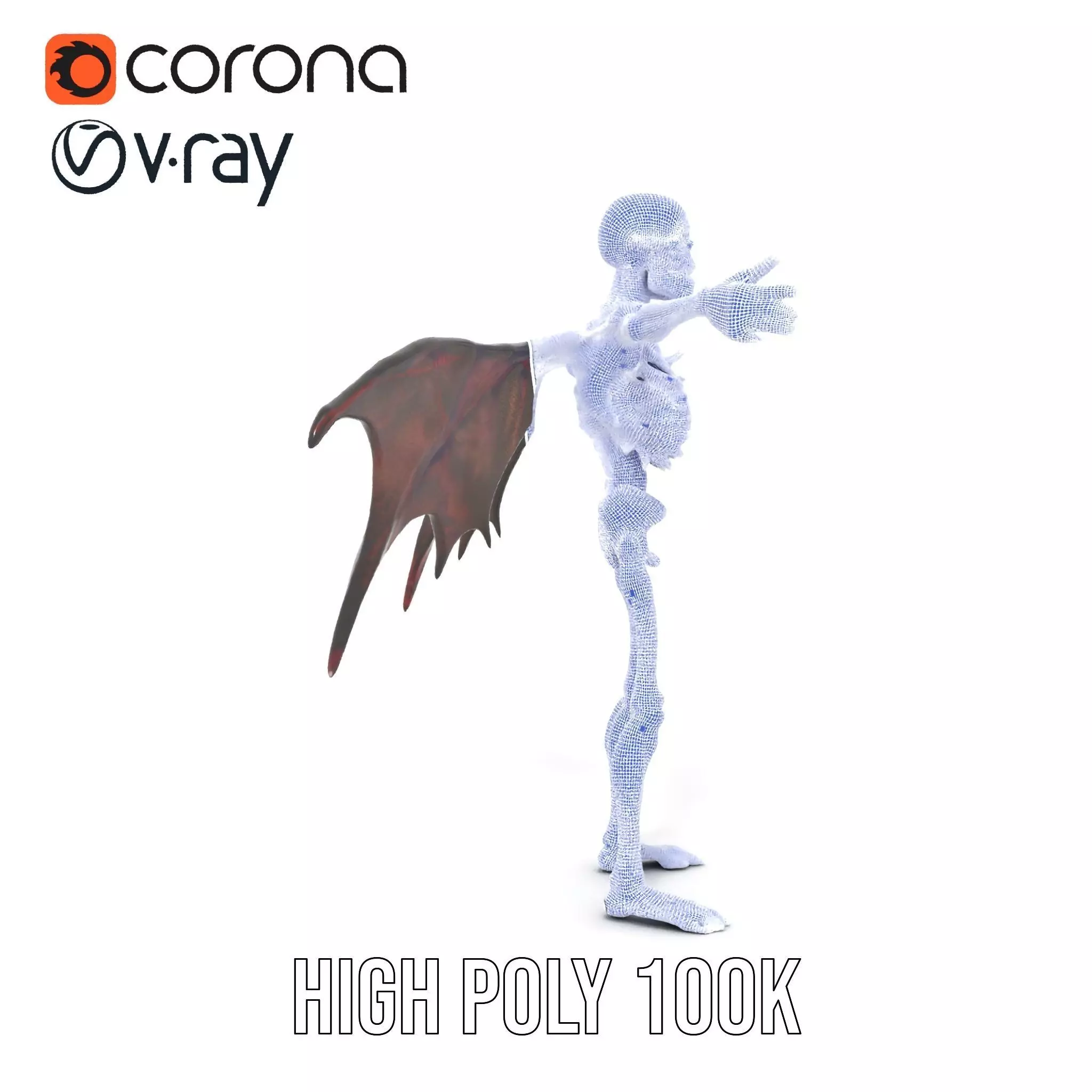 Skeleton with Bat Wings Model Pack Low-poly 3D model_33