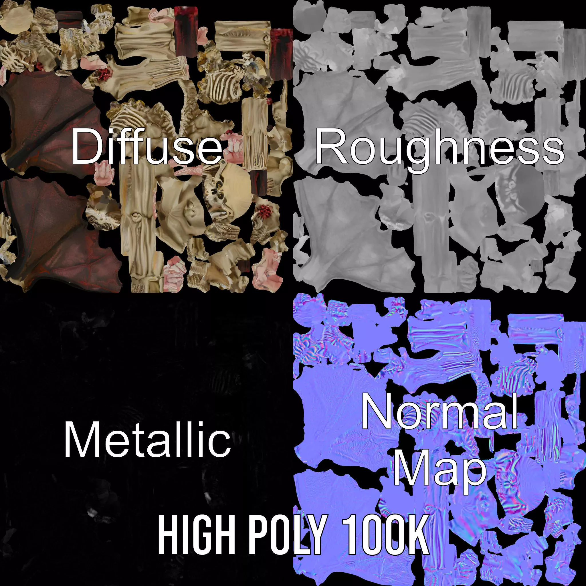 Skeleton with Bat Wings Model Pack Low-poly 3D model_4