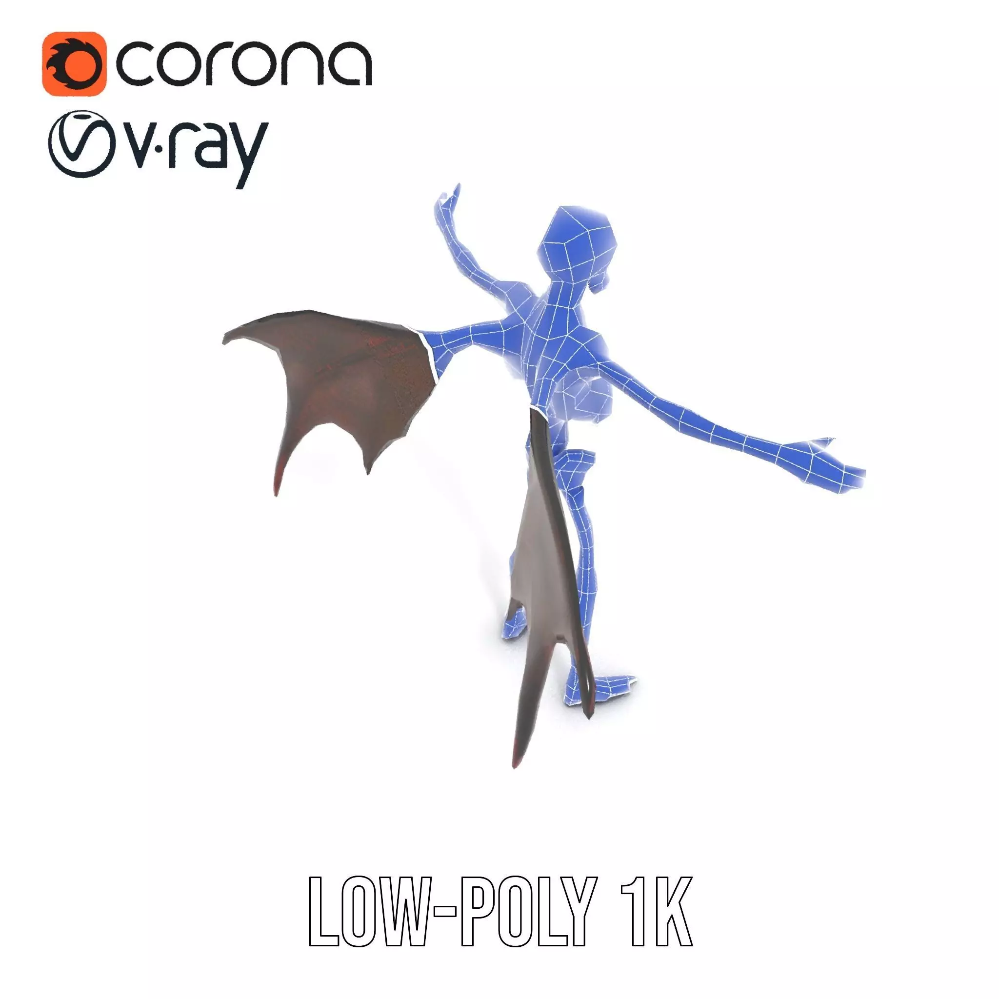 Skeleton with Bat Wings Model Pack Low-poly 3D model_17